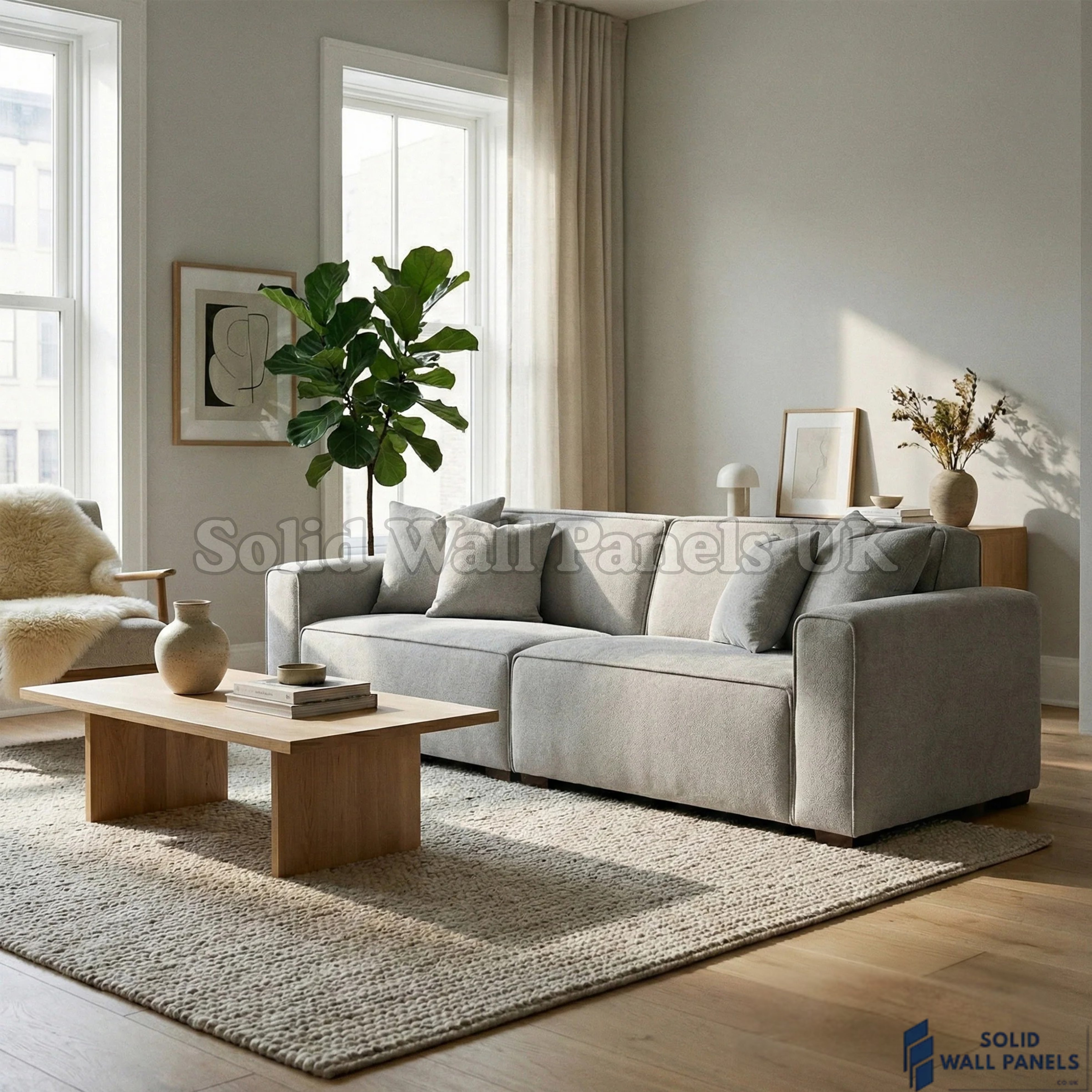 Dakota Sofa Range – Pebble Grey Bouclé Fabric | 4 Seater, 3 Seater, Armchair & Footstool Options