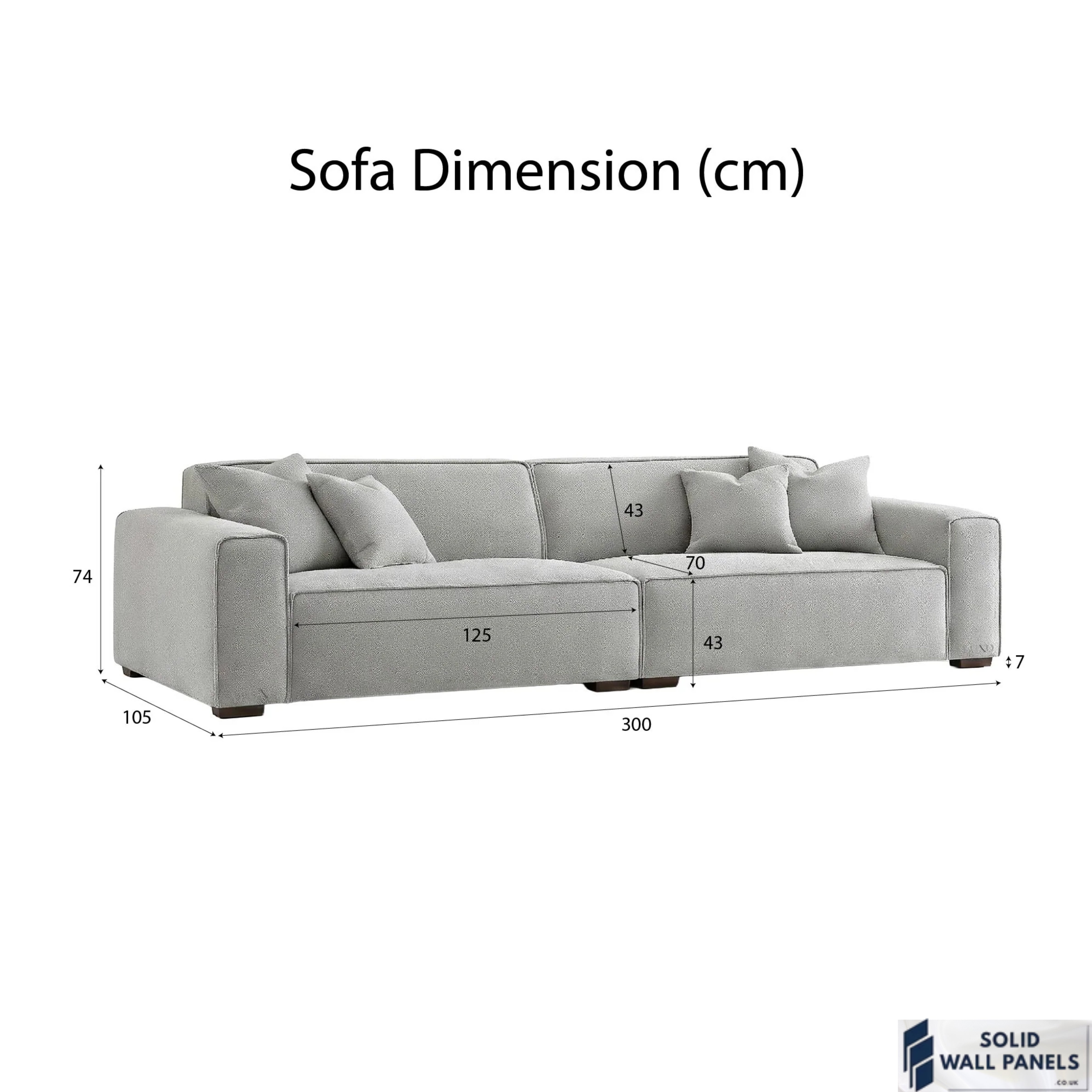 Dakota Sofa Range – Pebble Grey Bouclé Fabric | 4 Seater, 3 Seater, Armchair & Footstool Options