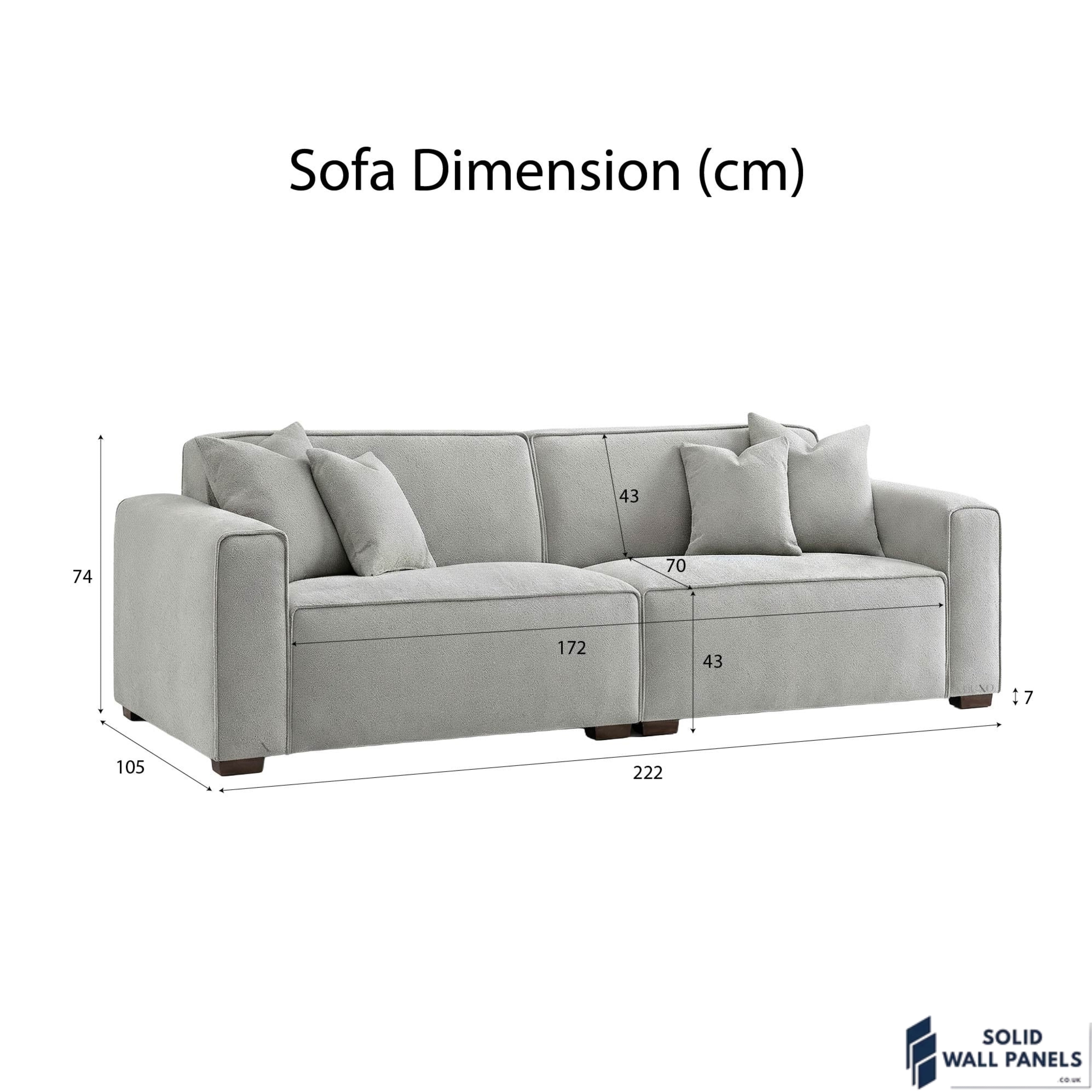 Dakota Sofa Range – Pebble Grey Bouclé Fabric | 4 Seater, 3 Seater, Armchair & Footstool Options