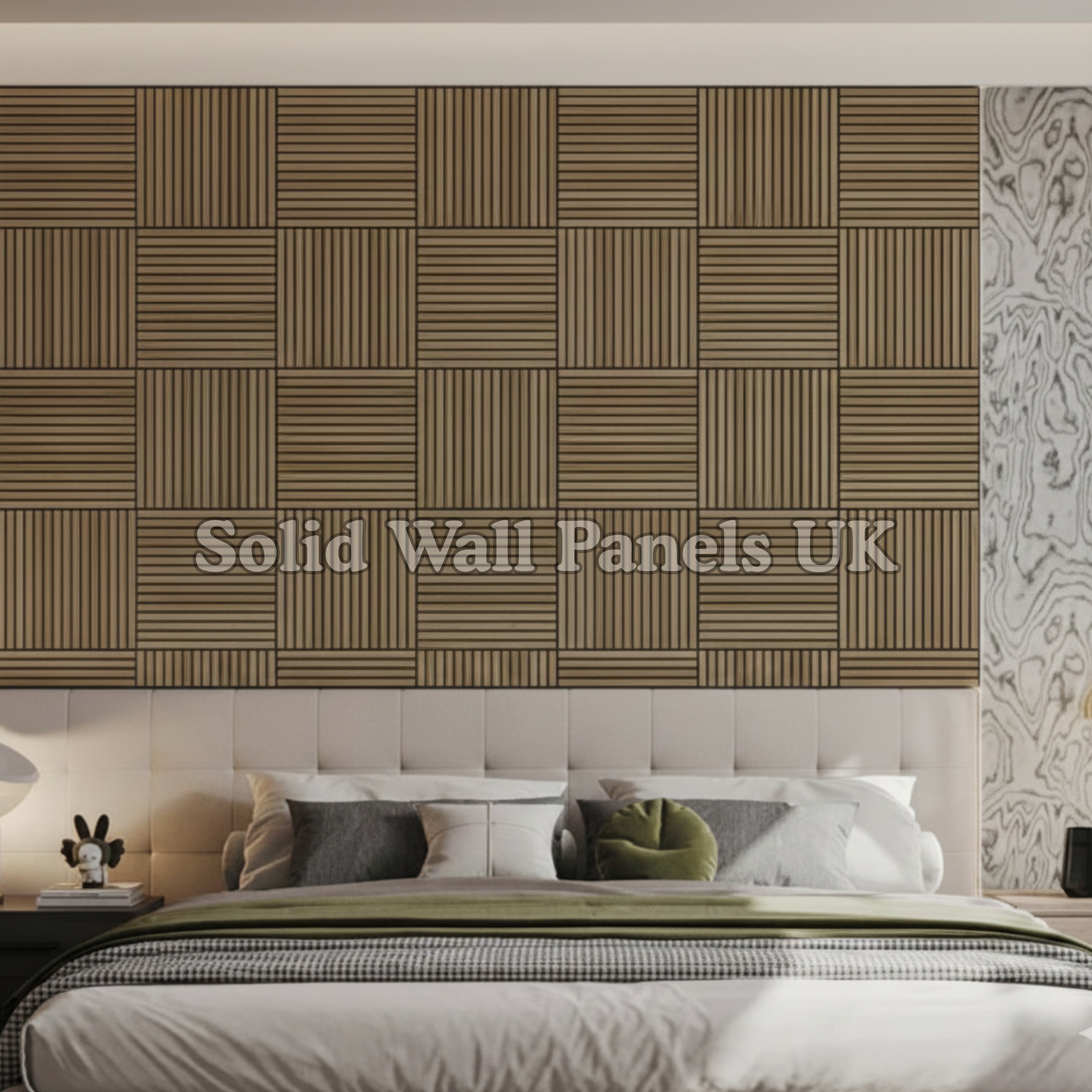 Square Acoustic Wood Wall Panels – Dark Oak | 12 Pieces 60x60cm | Solid Wall Panels UK