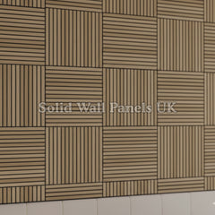 Square Acoustic Wood Wall Panels – Dark Oak | 12 Pieces 60x60cm | Solid Wall Panels UK