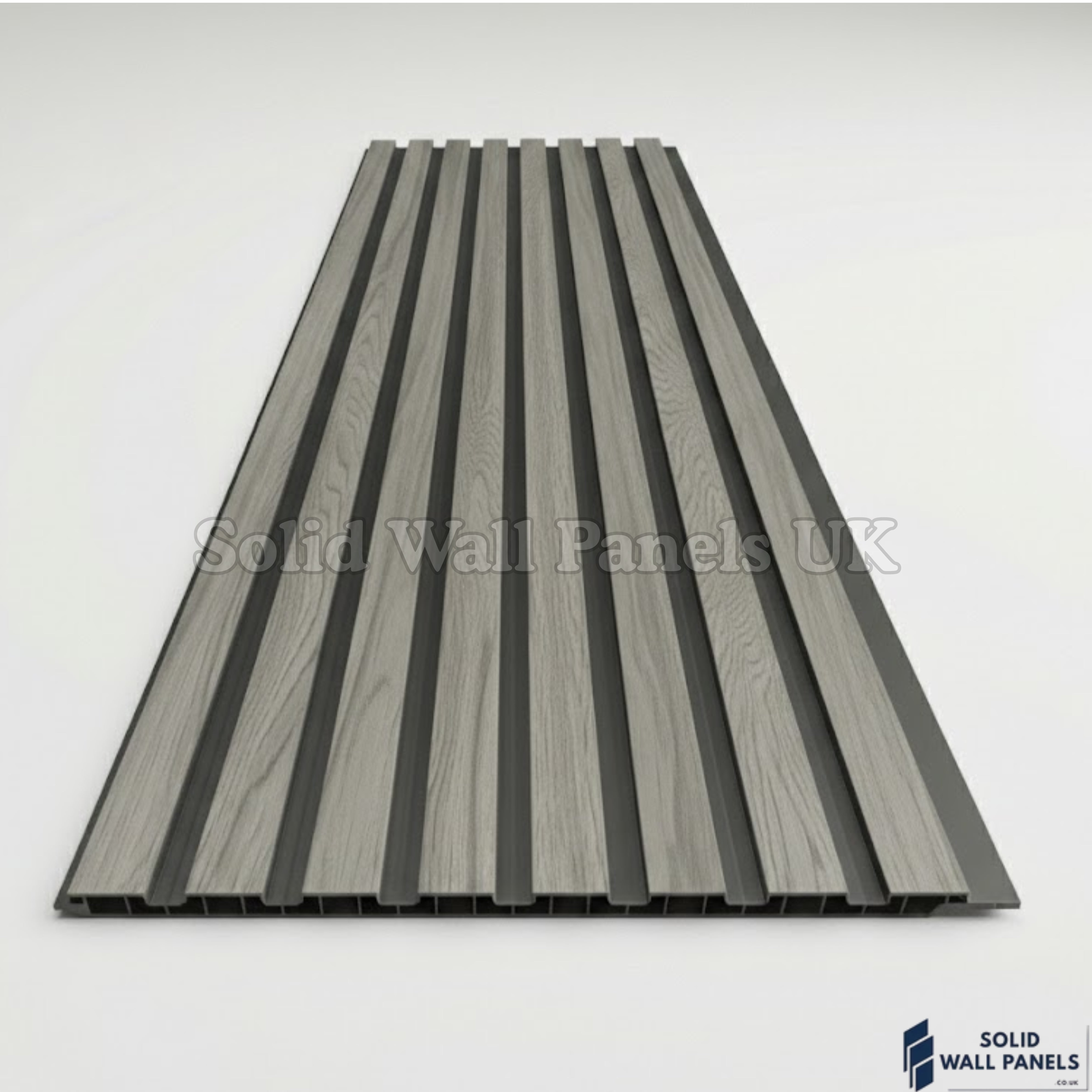 Dark Grey Slatted PVC Interior Wall Panels – Decorative Wood Effect Panelling 240cm (8 Panels per Pack)