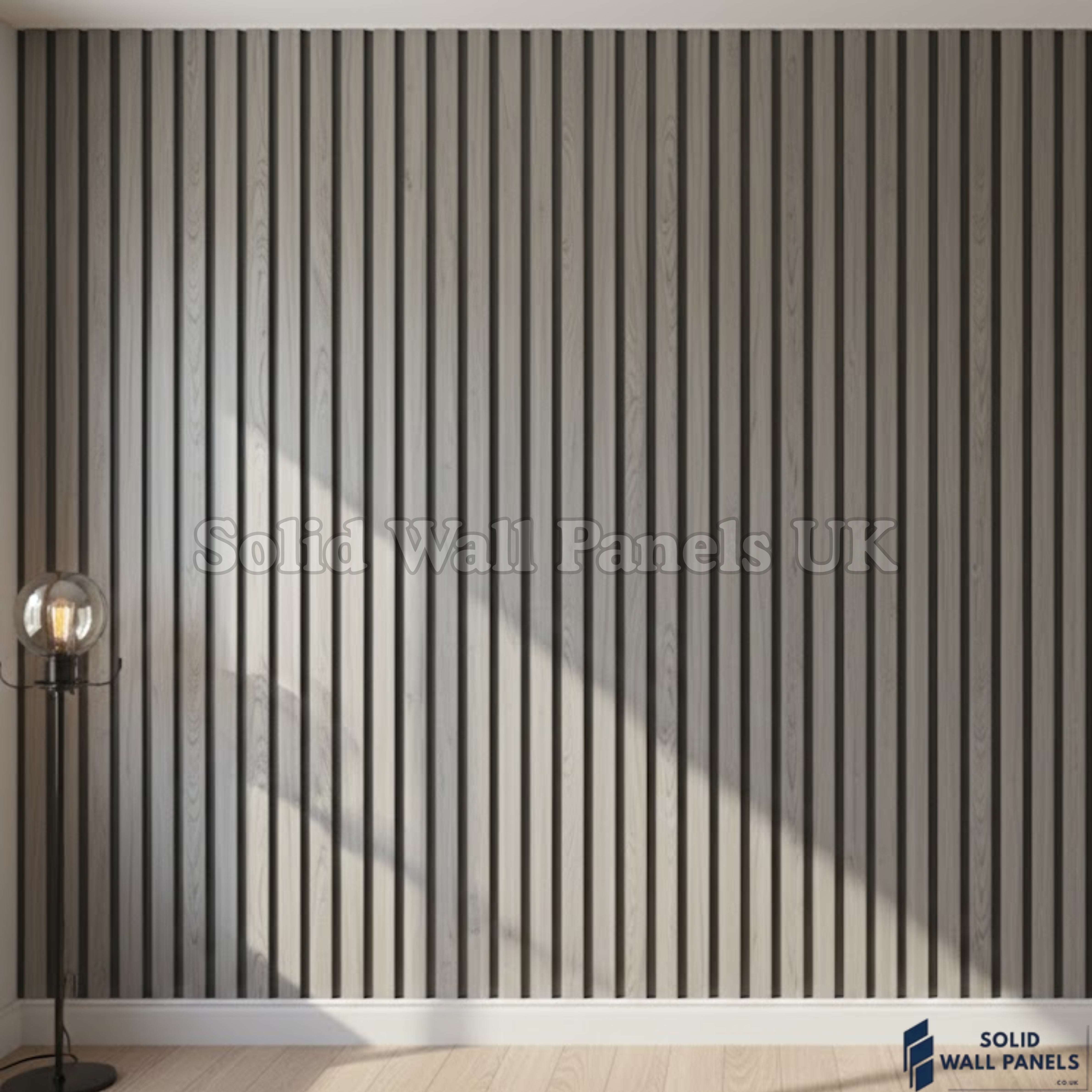 Dark Grey Slatted PVC Interior Wall Panels – Decorative Wood Effect Panelling 240cm (8 Panels per Pack)