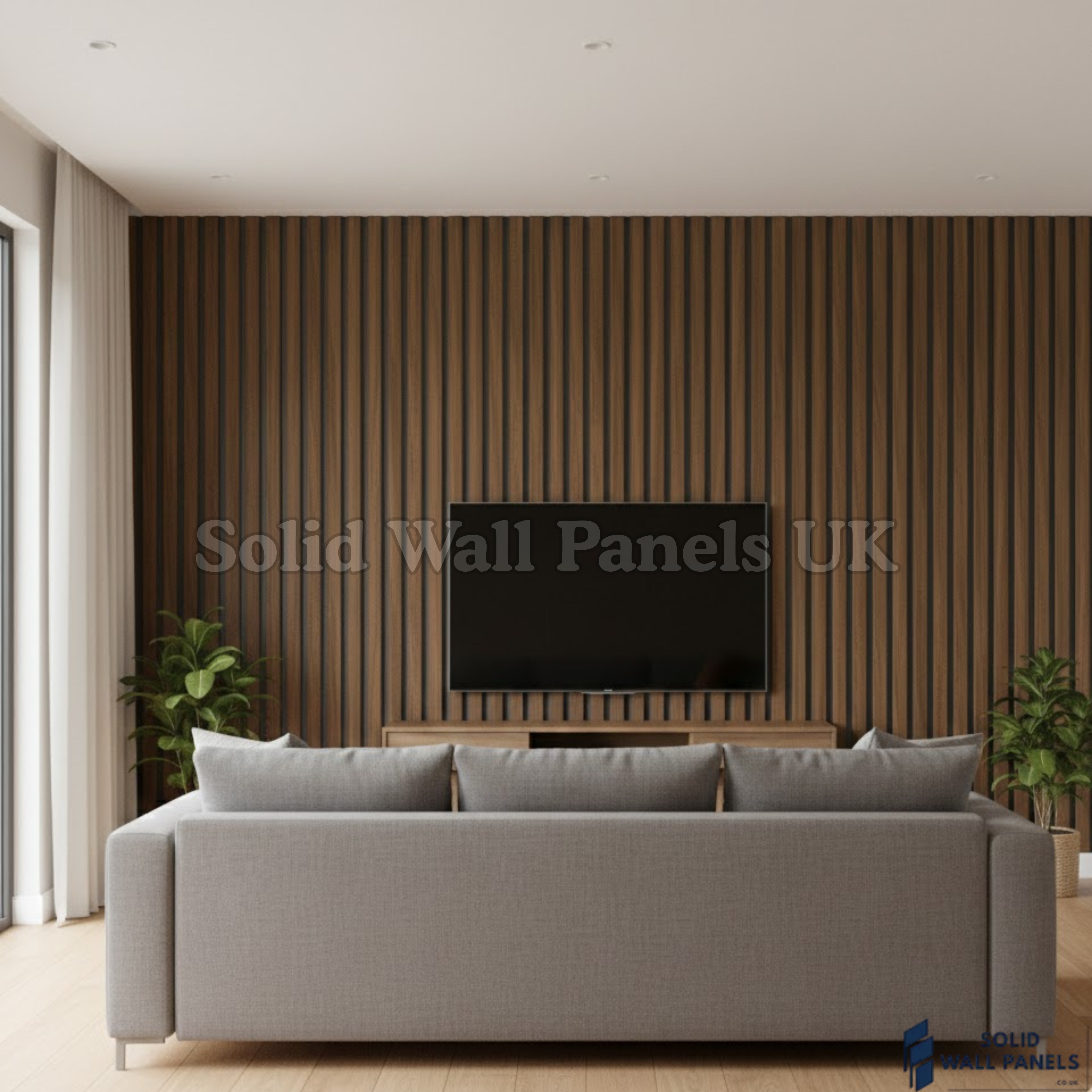 Dark Oak Slatted PVC Interior Wall Panels – Decorative Wood Effect Panelling 240cm (8 Panels per Pack)