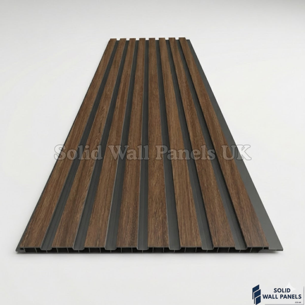 Dark Oak Slatted PVC Interior Wall Panels – Decorative Wood Effect Panelling 240cm (8 Panels per Pack)