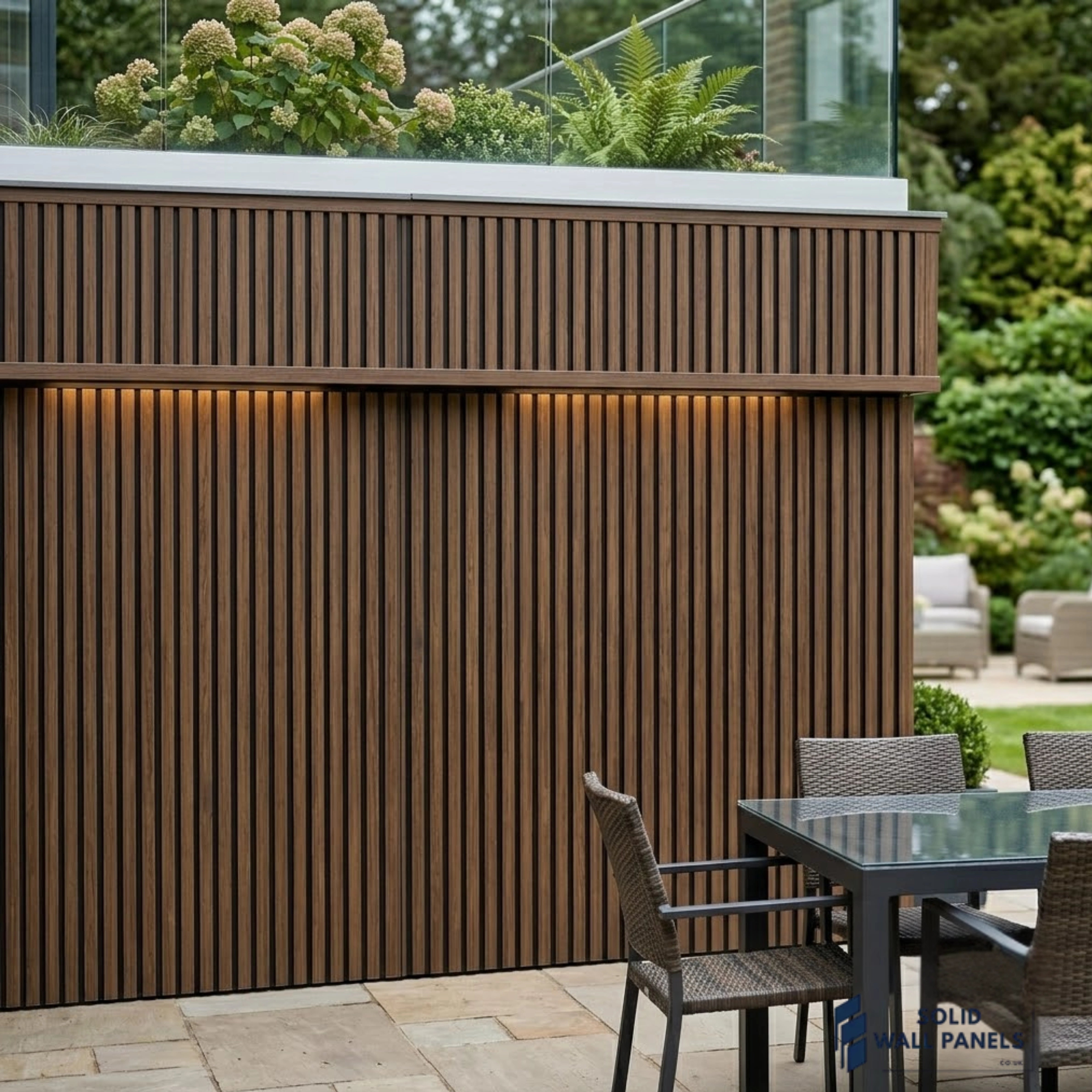 Dark Oak Wood Effect PVC Outdoor Wall Panels | 240cm x 30cm (8 Panels per pack)