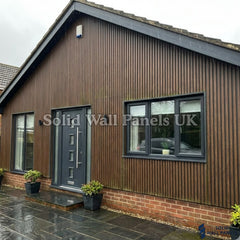 Dark Oak Wood Effect WPC Slatted Wall Panels – Waterproof Indoor & Outdoor Cladding | Solid Wall Panels UK