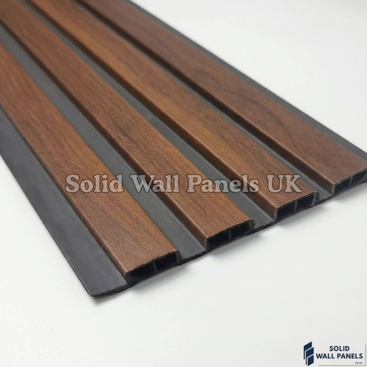 Dark Oak Wood Effect WPC Slatted Wall Panels – Waterproof Indoor & Outdoor Cladding | Solid Wall Panels UK