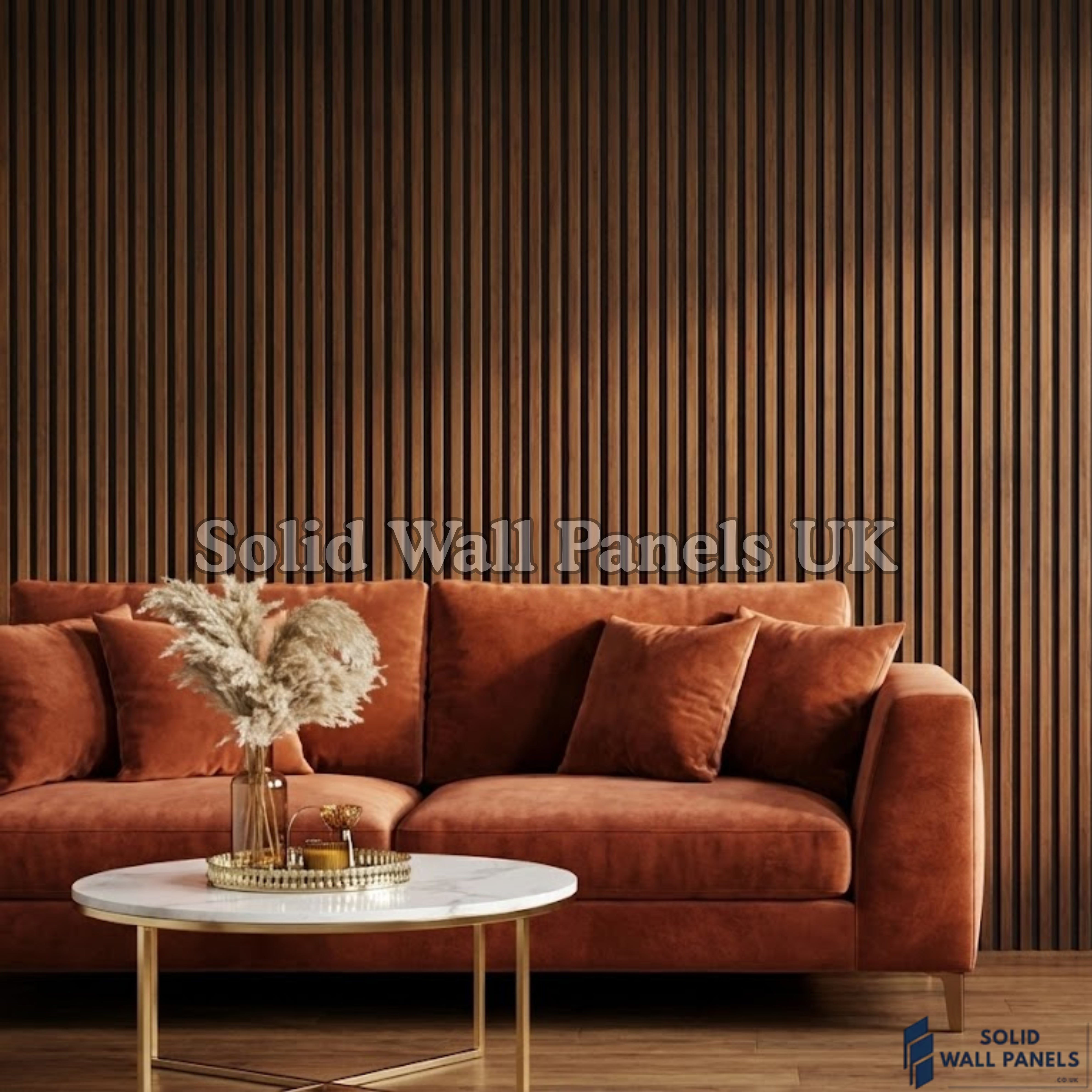 Dark Oak Wood Effect WPC Slatted Wall Panels – Waterproof Indoor & Outdoor Cladding | Solid Wall Panels UK