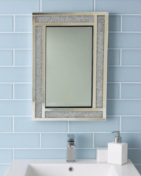 Decorative Silver Sparkle Bathroom Mirror 80x120 cm | Fast UK Delivery