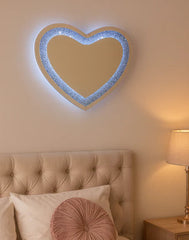 Decorative Heart-Shaped Sparkle LED Mirror 70x90cm | Fast UK Delivery