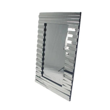 Decorative Silver Strip Bathroom Mirror – 80 x 120 cm