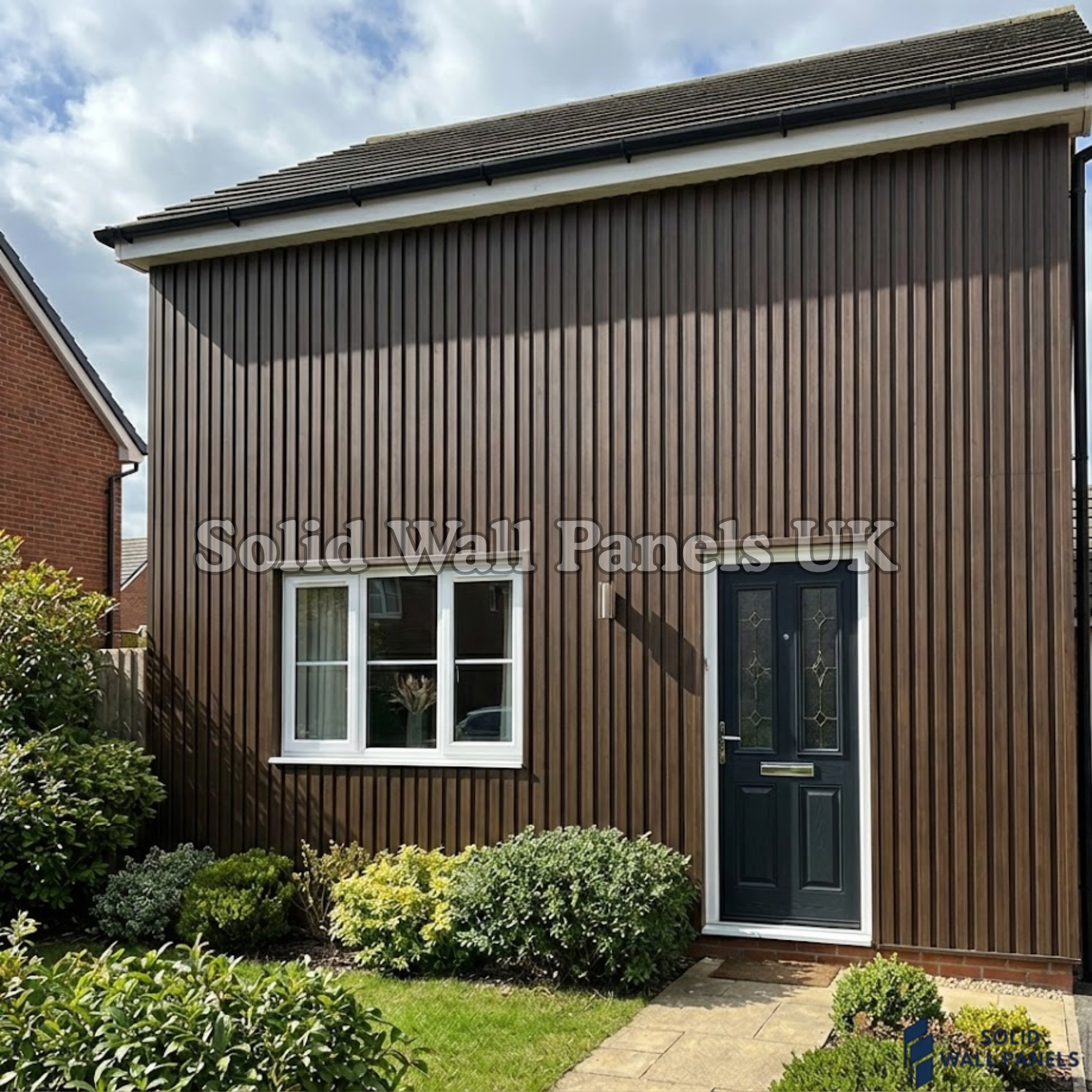 Exterior WPC Wall Panels – Dark Brown | Weatherproof Outdoor Cladding | Solid Wall Panels UK