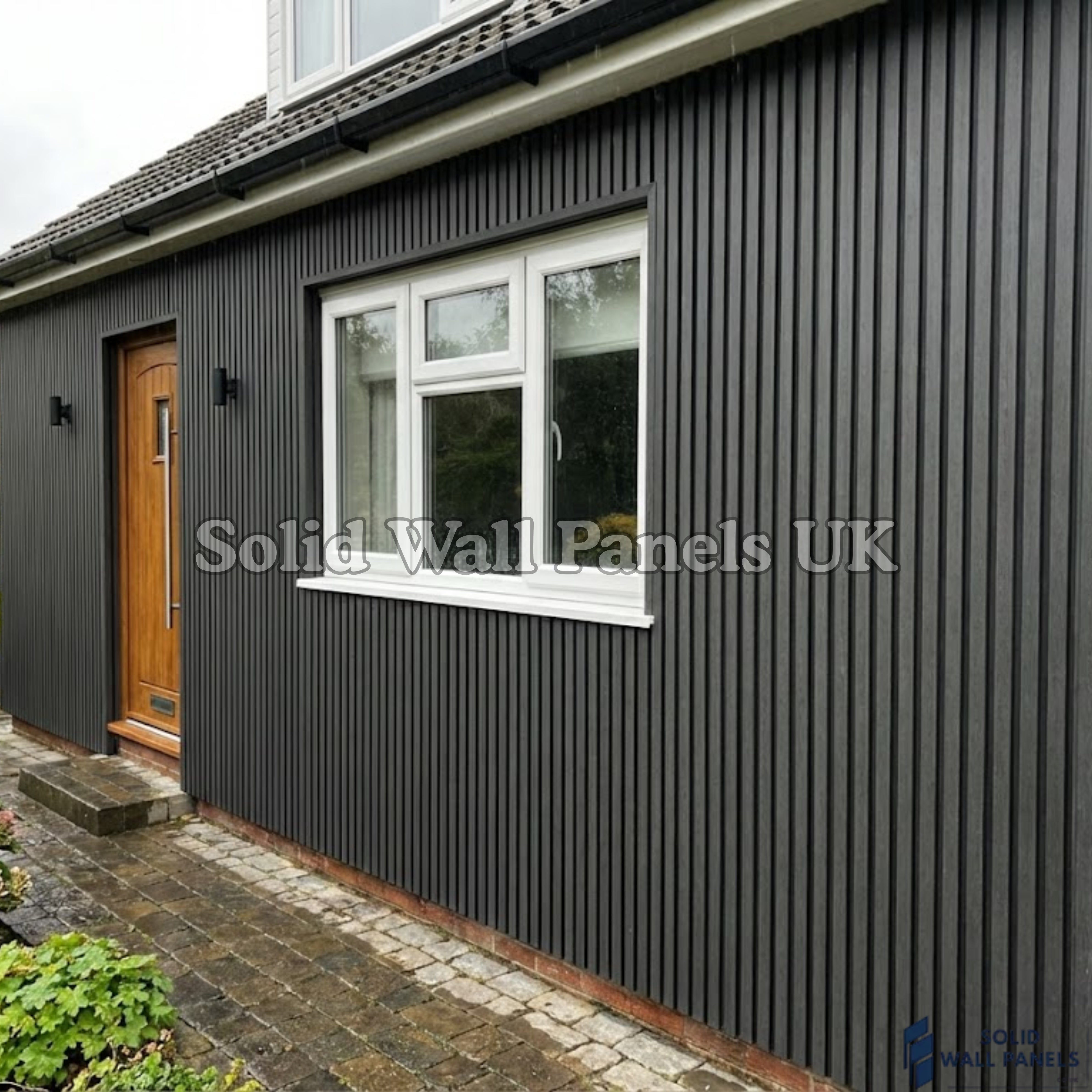 Exterior WPC Wall Panels –  Dark Grey | Weatherproof Outdoor Wall Cladding | Solid Wall Panels UK
