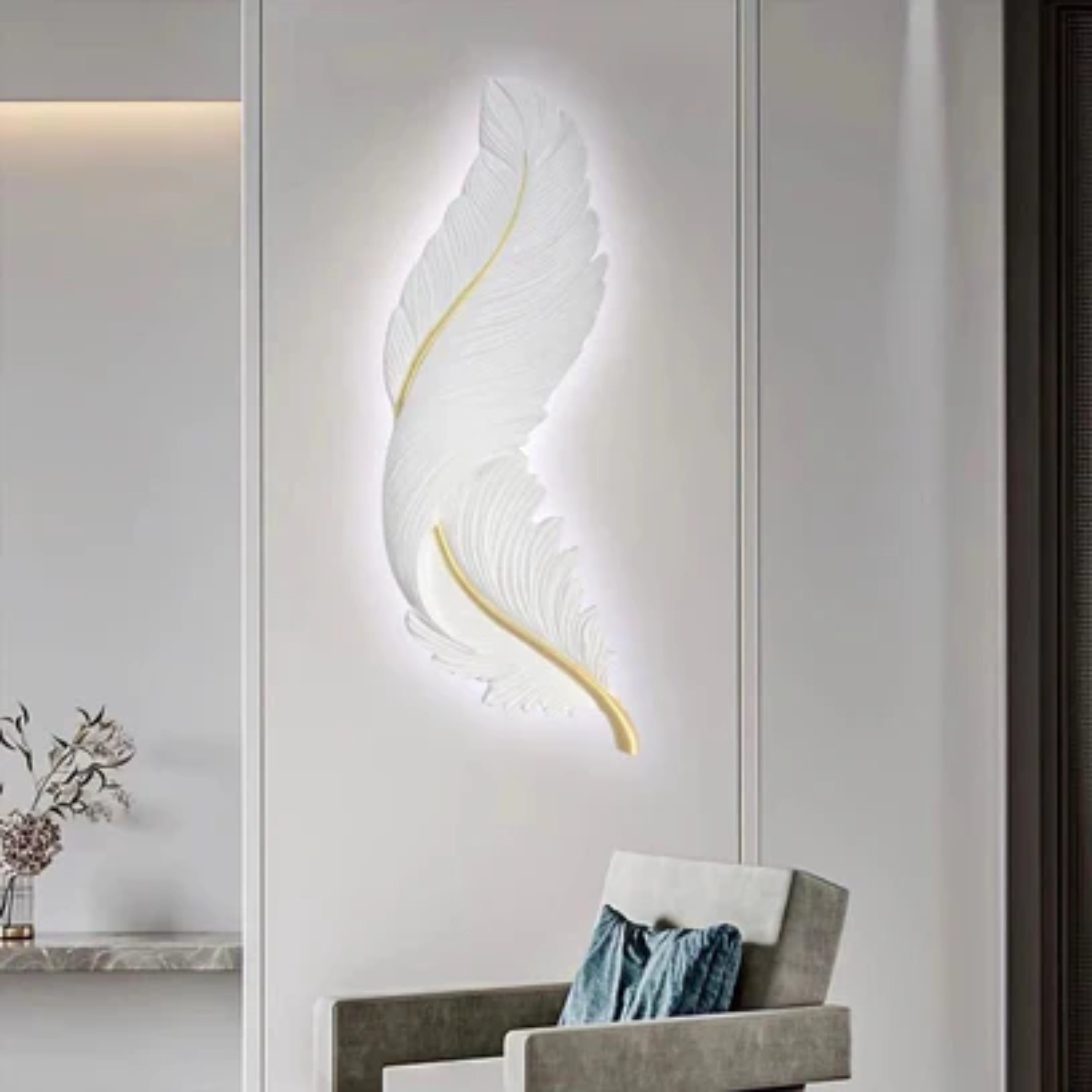 Feather Light Wall Art – LED Illuminated Design | Luxury Home Decor
