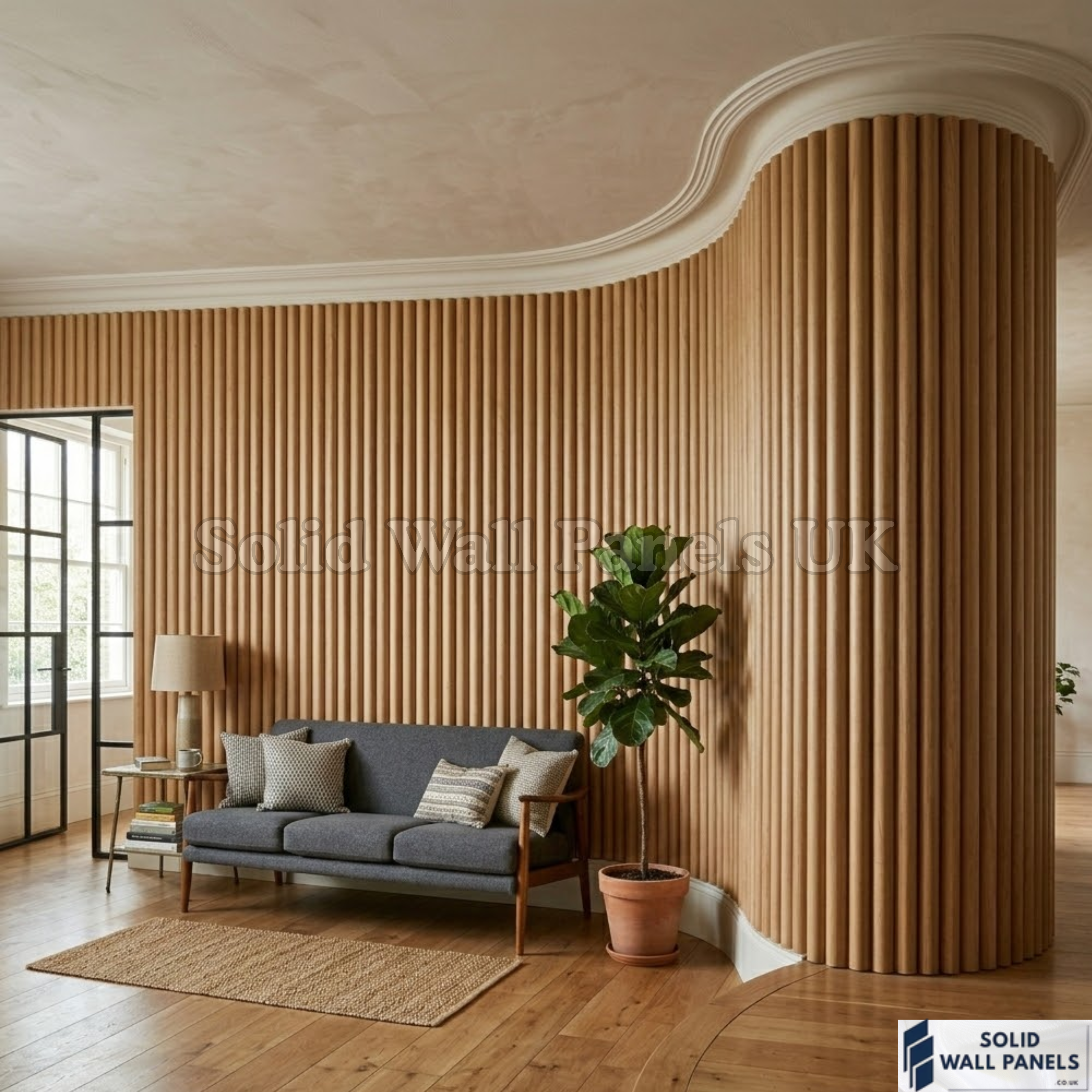 Flexible Oak Flute Wall Panel – 240cm x 60cm (Pack of 2) | Real Wood Veneer Acoustic Panels