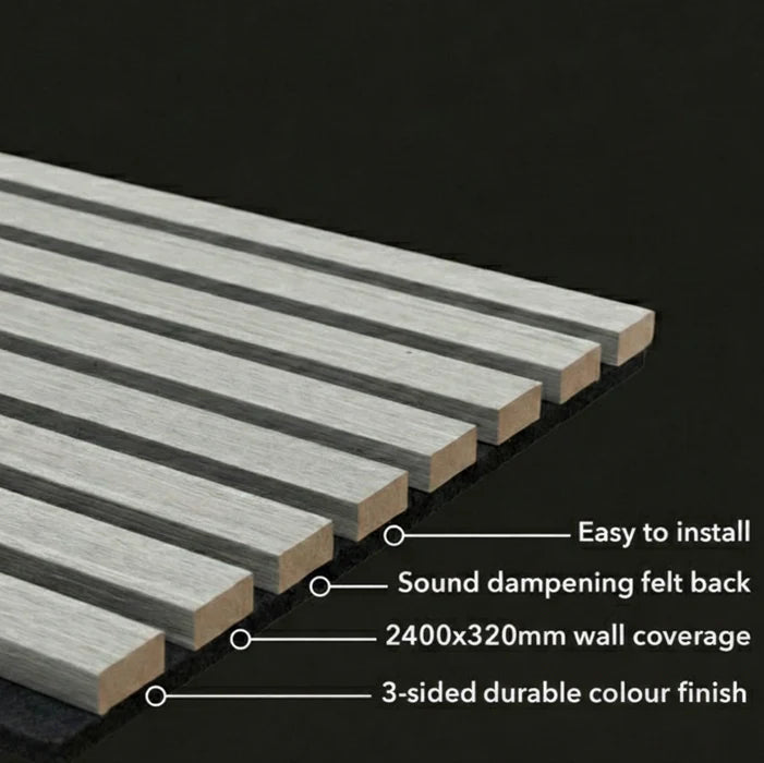 Premium 3 Sided Acoustic Slat Wall Panels – 2400 x 320mm (Pack of 2)