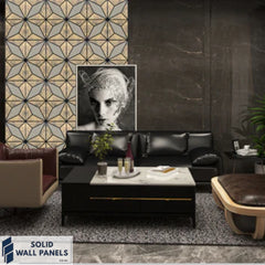 Premium Geometric Gold Glitter Acoustic Wall Panel – 240 × 60 cm | Modern Metallic Design