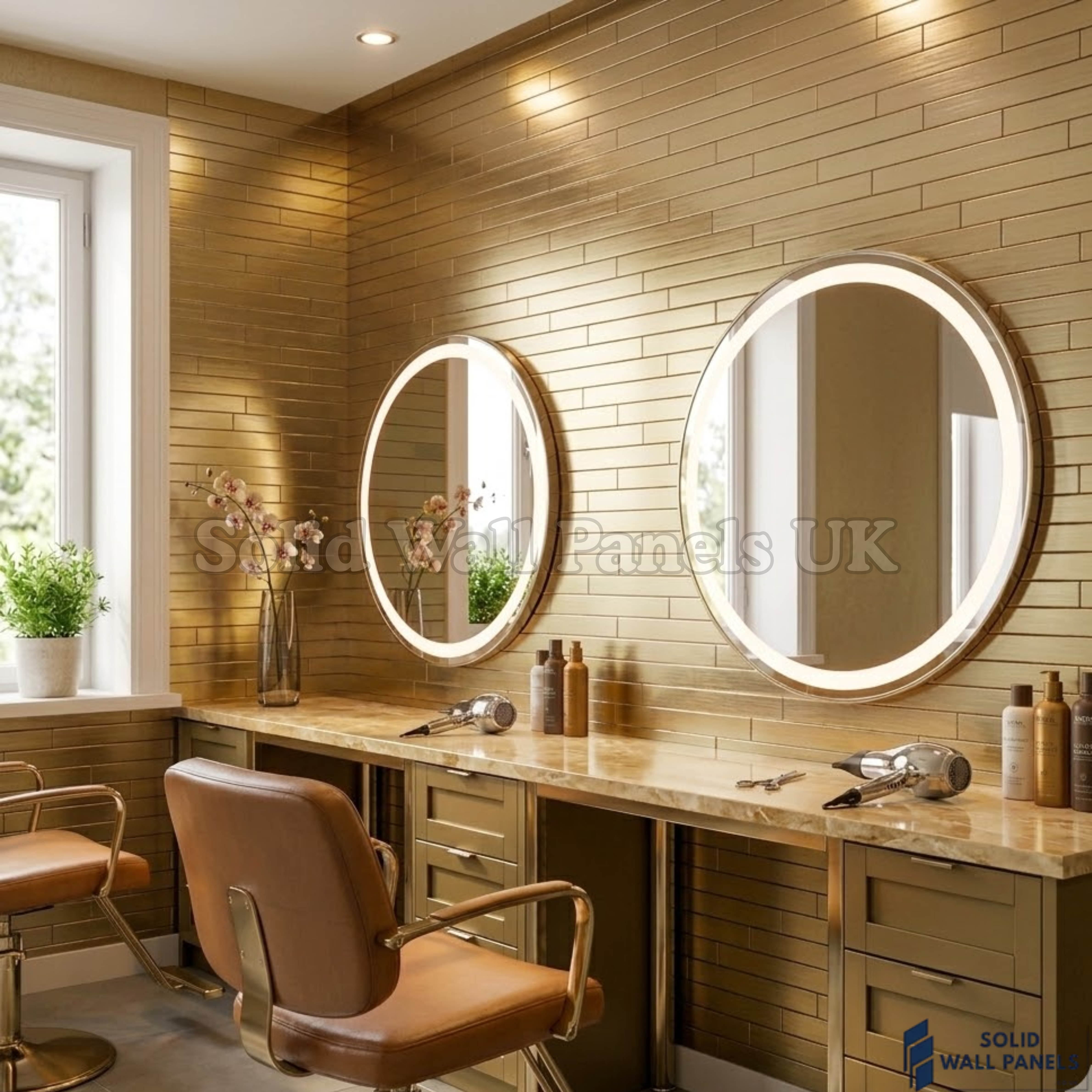 Gold Brick Mosaic Wall Tiles 30cm x 30cm (10 Pieces) – Self Adhesive Mosaic Wall Tiles