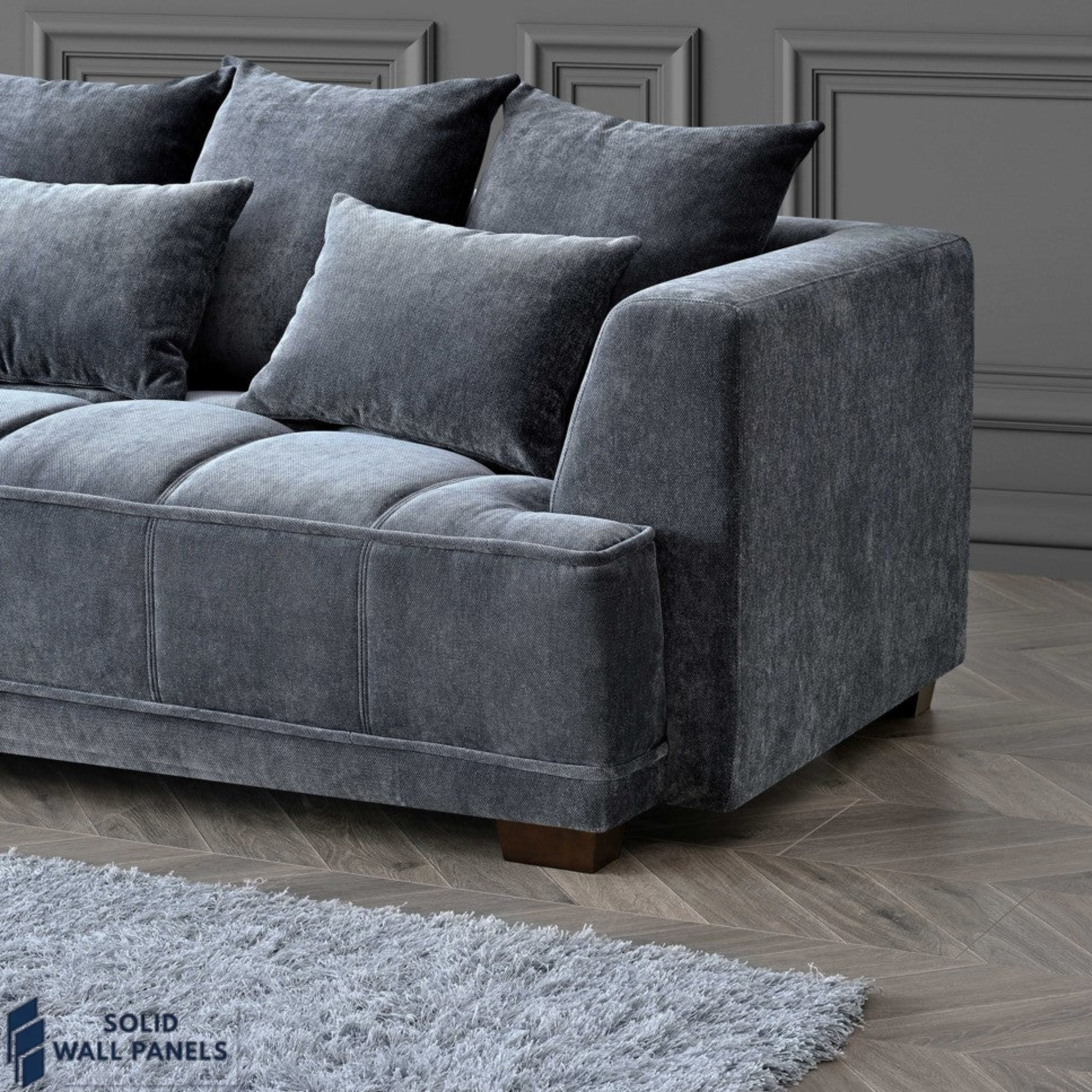 Gramercy 3 Seater Sofa – Steel Coloured Mermaid Fabric | Luxury Modern Design