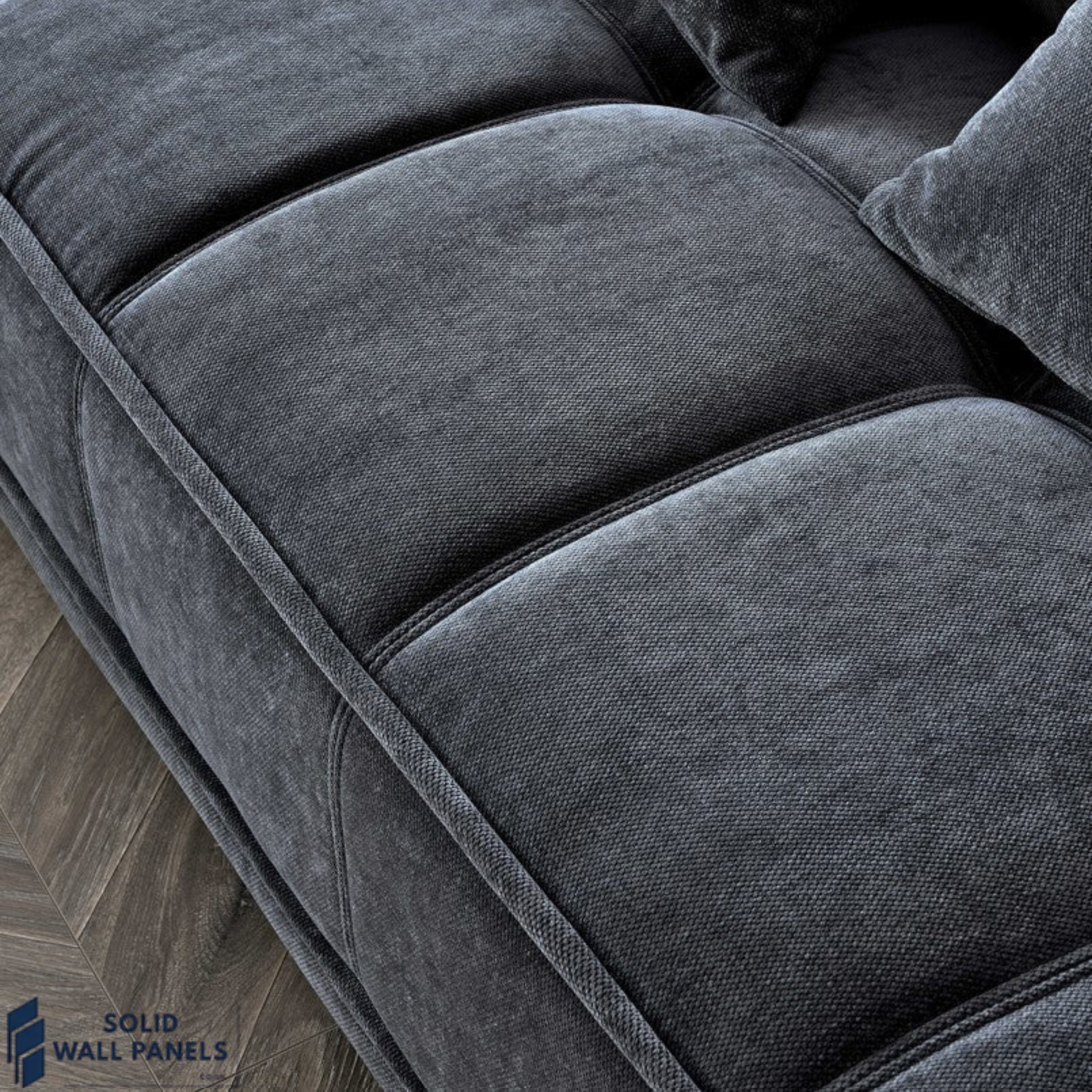 Gramercy 3 Seater Sofa – Steel Coloured Mermaid Fabric | Luxury Modern Design