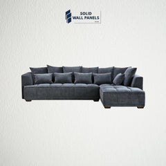 Gramercy Corner Sofa – Steel Coloured Mermaid Fabric | Modern Luxury Design