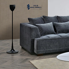 Gramercy Corner Sofa – Steel Coloured Mermaid Fabric | Modern Luxury Design