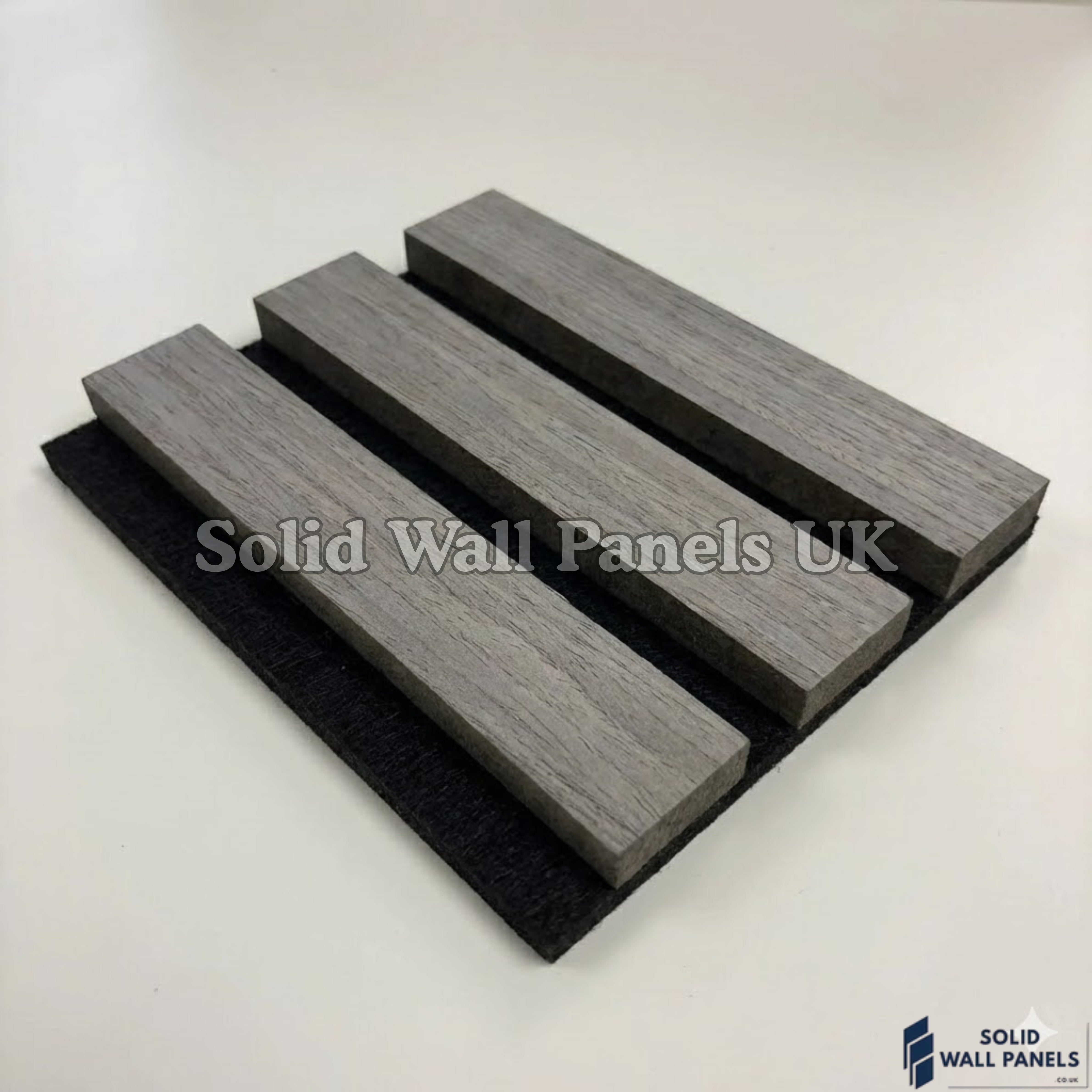 Real Wood Acoustic Slatted Wall Panels –  Grey Oak (60×240 cm)