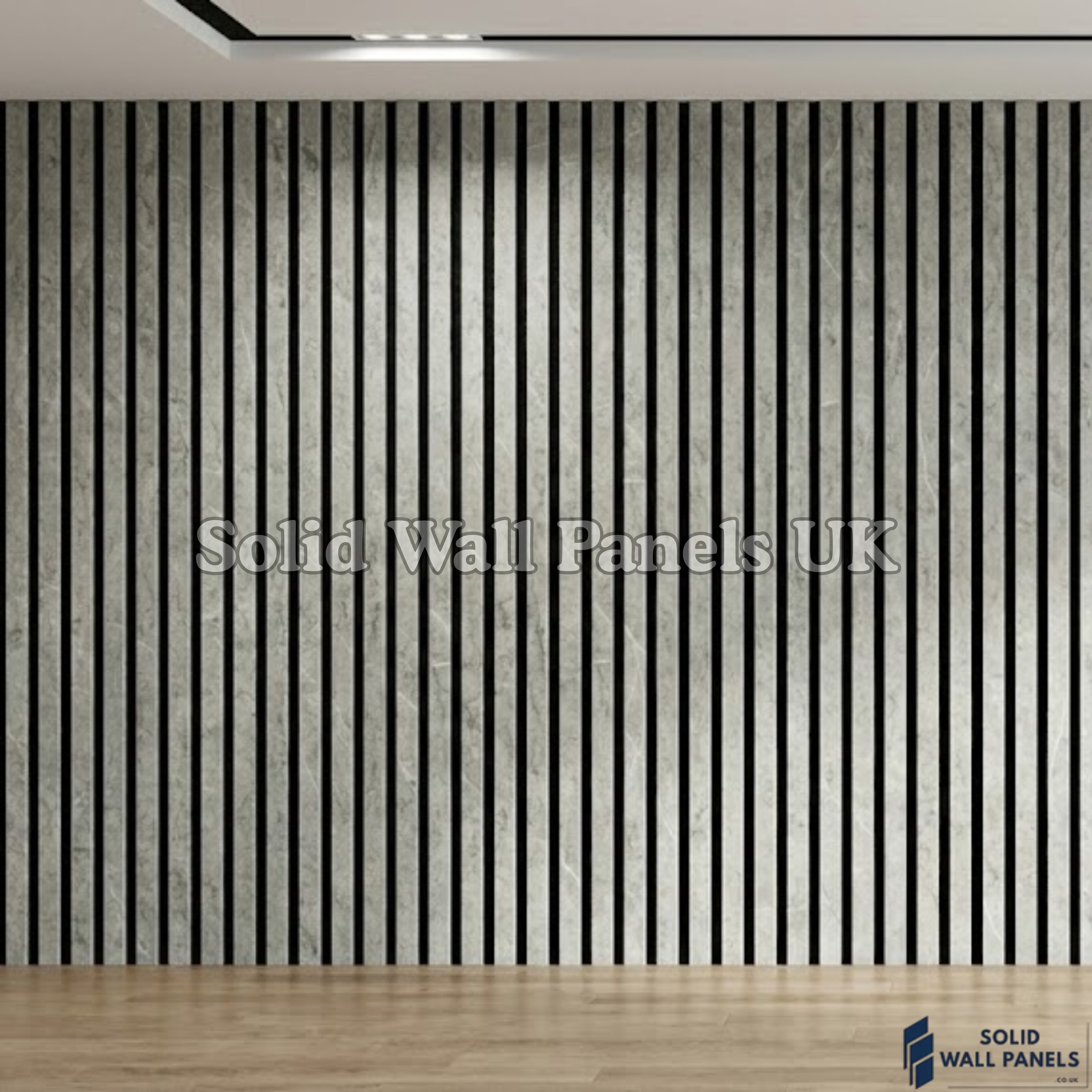 Grey Marble Acoustic Slatted Wall Panel 60×240cm | Stylish, Durable & Soundproof | Solid Wall Panels UK