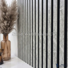 Grey Marble Acoustic Slatted Wall Panel 60×240cm | Stylish, Durable & Soundproof | Solid Wall Panels UK
