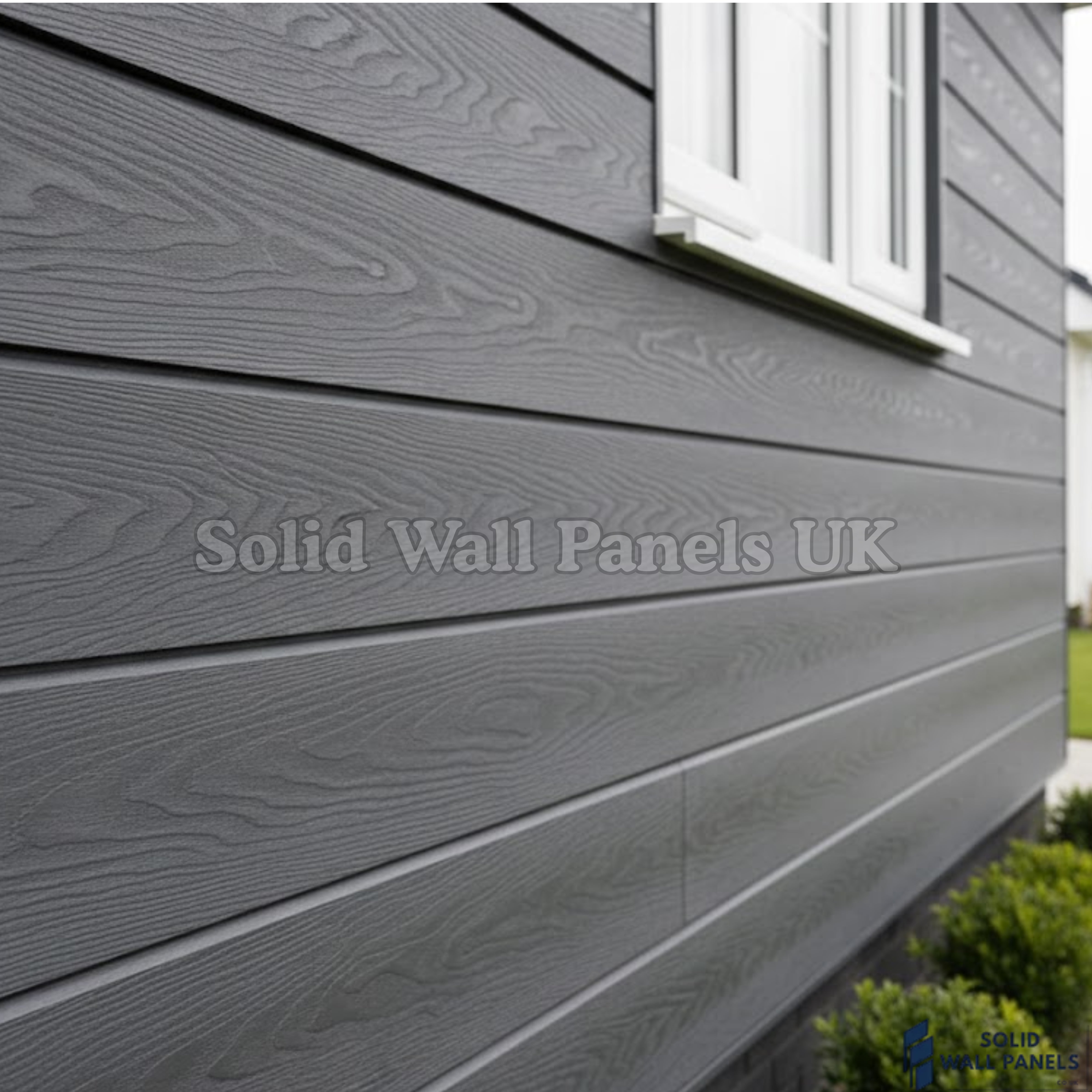 Grey PVC Exterior Wall Panels – Wood Effect Outdoor Cladding 290cm (6 Pieces )