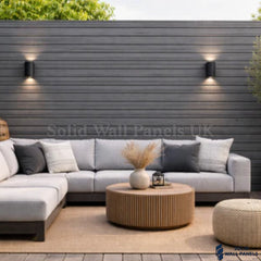 Grey PVC Exterior Wall Panels – Wood Effect Outdoor Cladding 290cm (6 Pieces )
