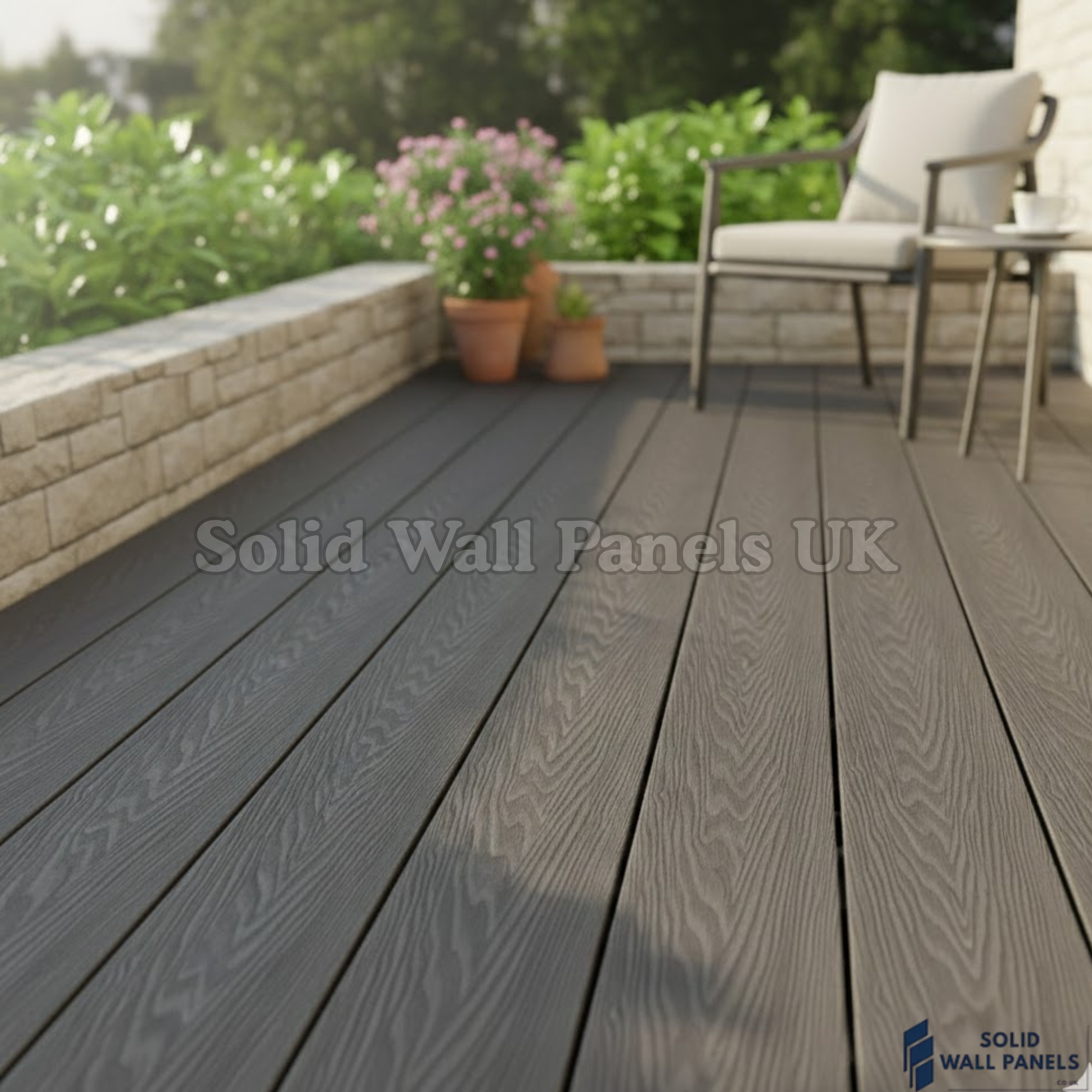 Grey WPC Decking Board – 290cm (4 pieces) | Outdoor Composite Decking – Low Maintenance & Slip Resistant