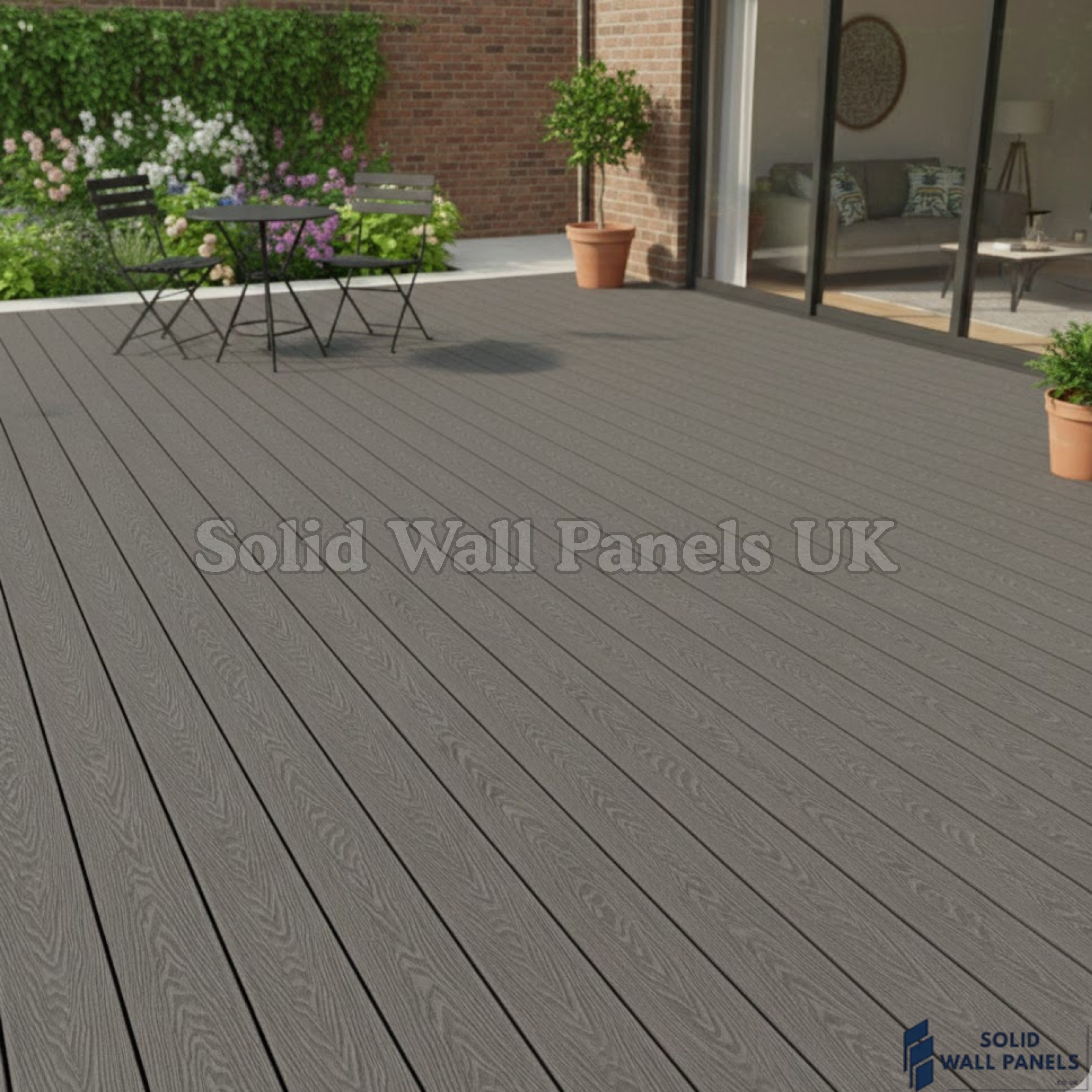 Grey WPC Decking Board – 290cm (4 pieces) | Outdoor Composite Decking – Low Maintenance & Slip Resistant