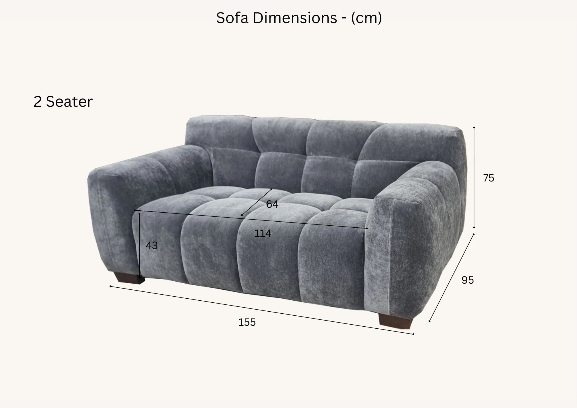 Harlem Sofa Range – Steel Velvet Fabric | 3 Seater, 2 Seater, Chair & Stool | Modern Luxury Design