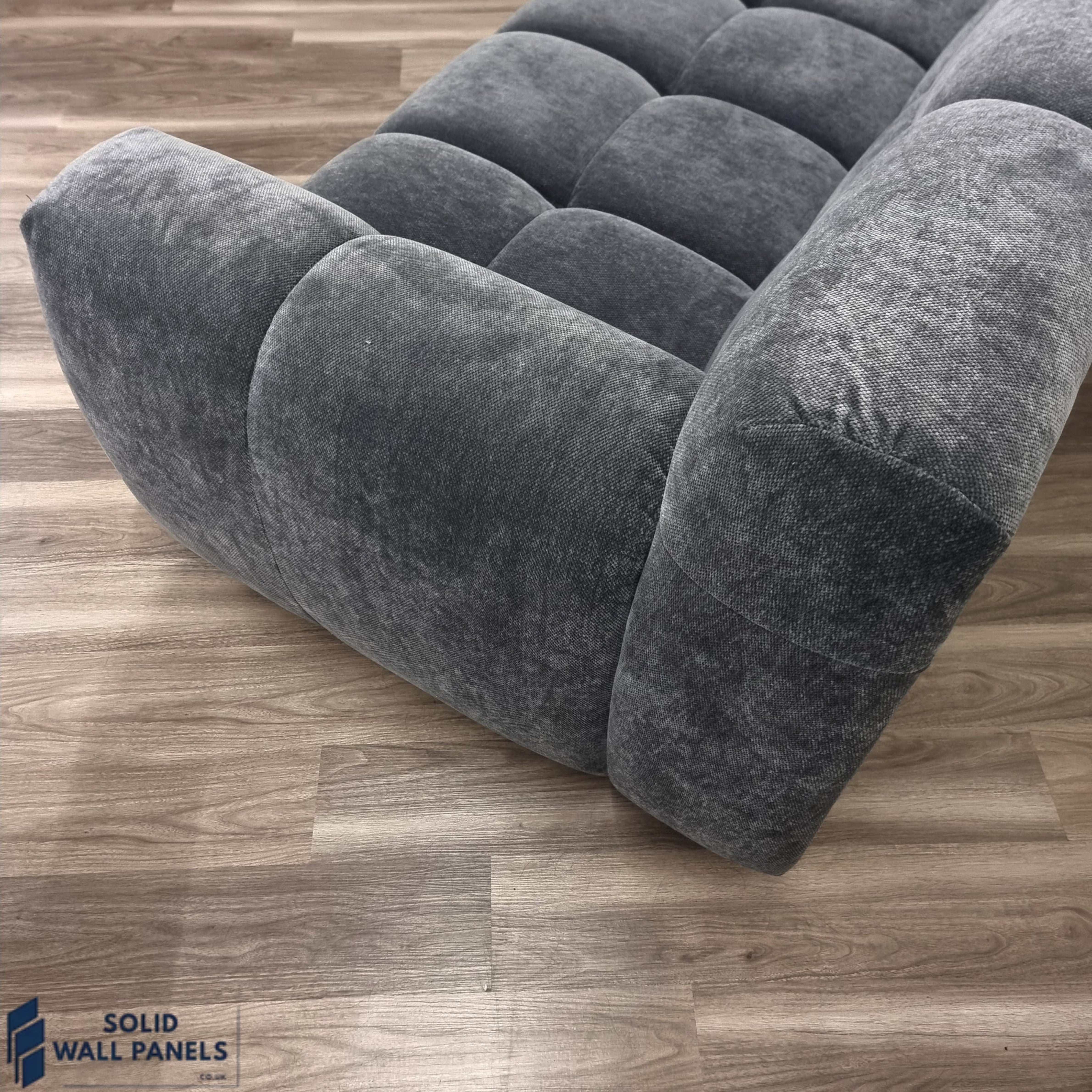 Harlem Sofa Range – Steel Velvet Fabric | 3 Seater, 2 Seater, Chair & Stool | Modern Luxury Design