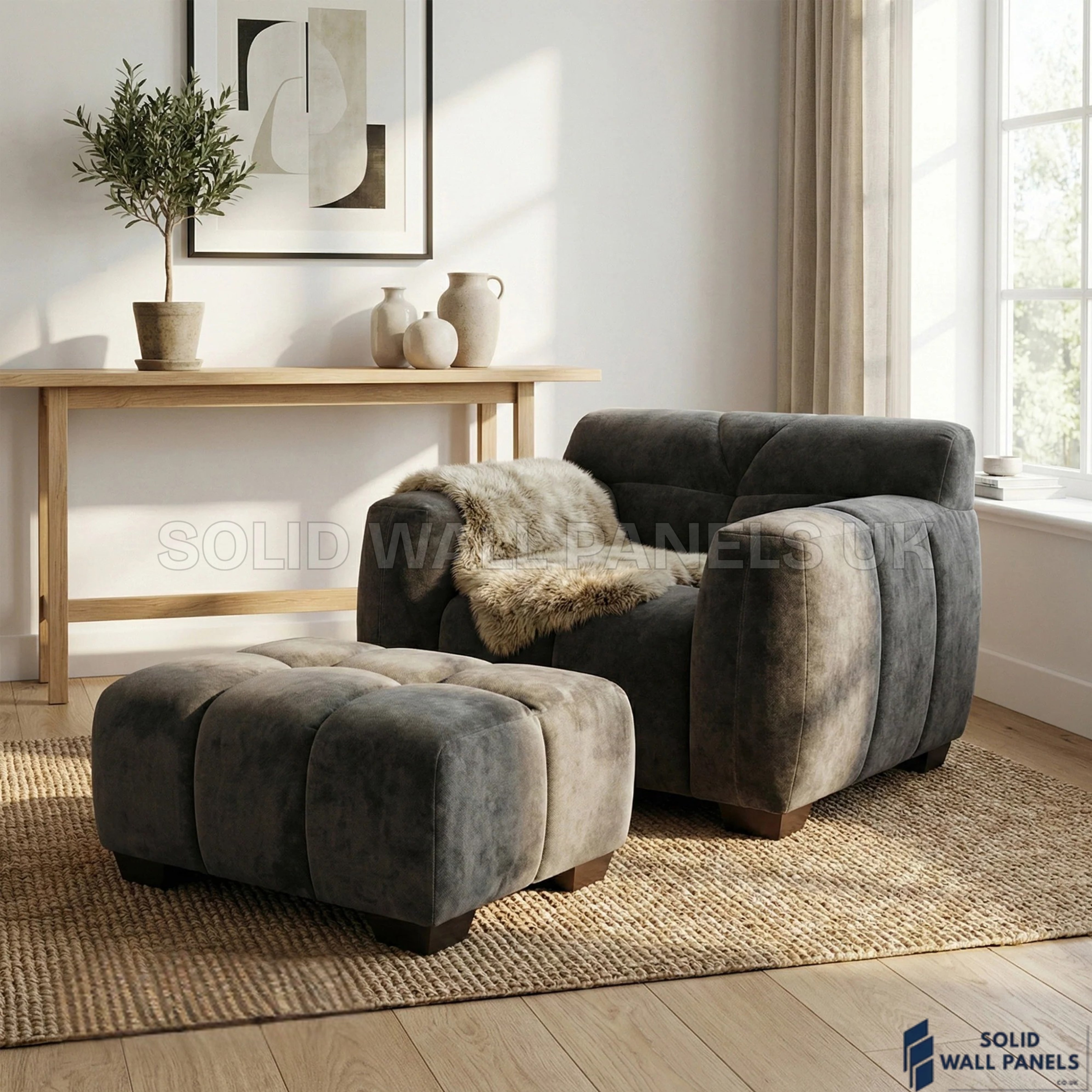 Harlem Sofa Range – Cocoa Chocolate Velvet | 3 Seater, 2 Seater, Armchair & Stool | Luxury Modern Sofa Set