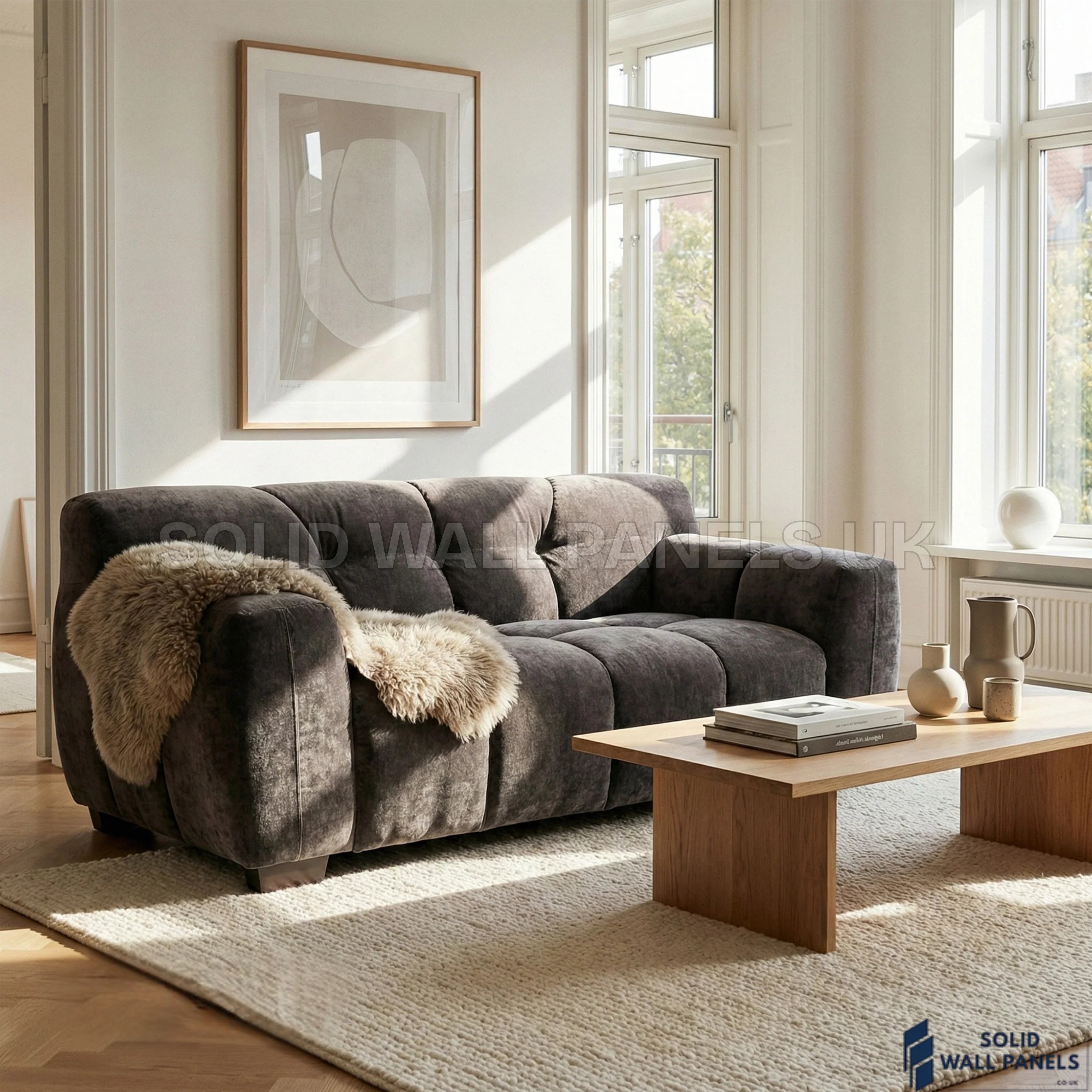 Harlem Sofa Range – Cocoa Chocolate Velvet | 3 Seater, 2 Seater, Armchair & Stool | Luxury Modern Sofa Set