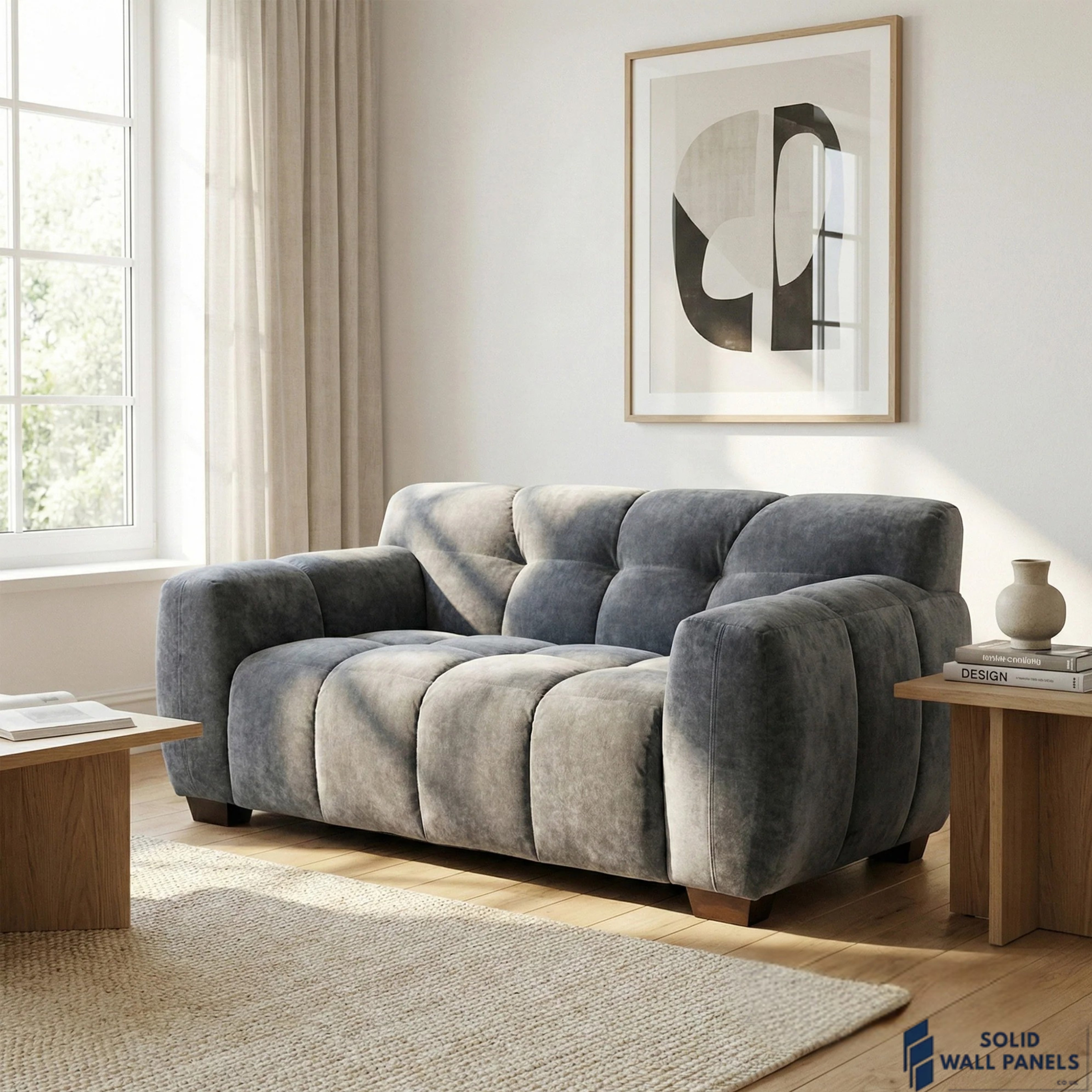 Harlem Sofa Range – Steel Velvet Fabric | 3 Seater, 2 Seater, Chair & Stool | Modern Luxury Design
