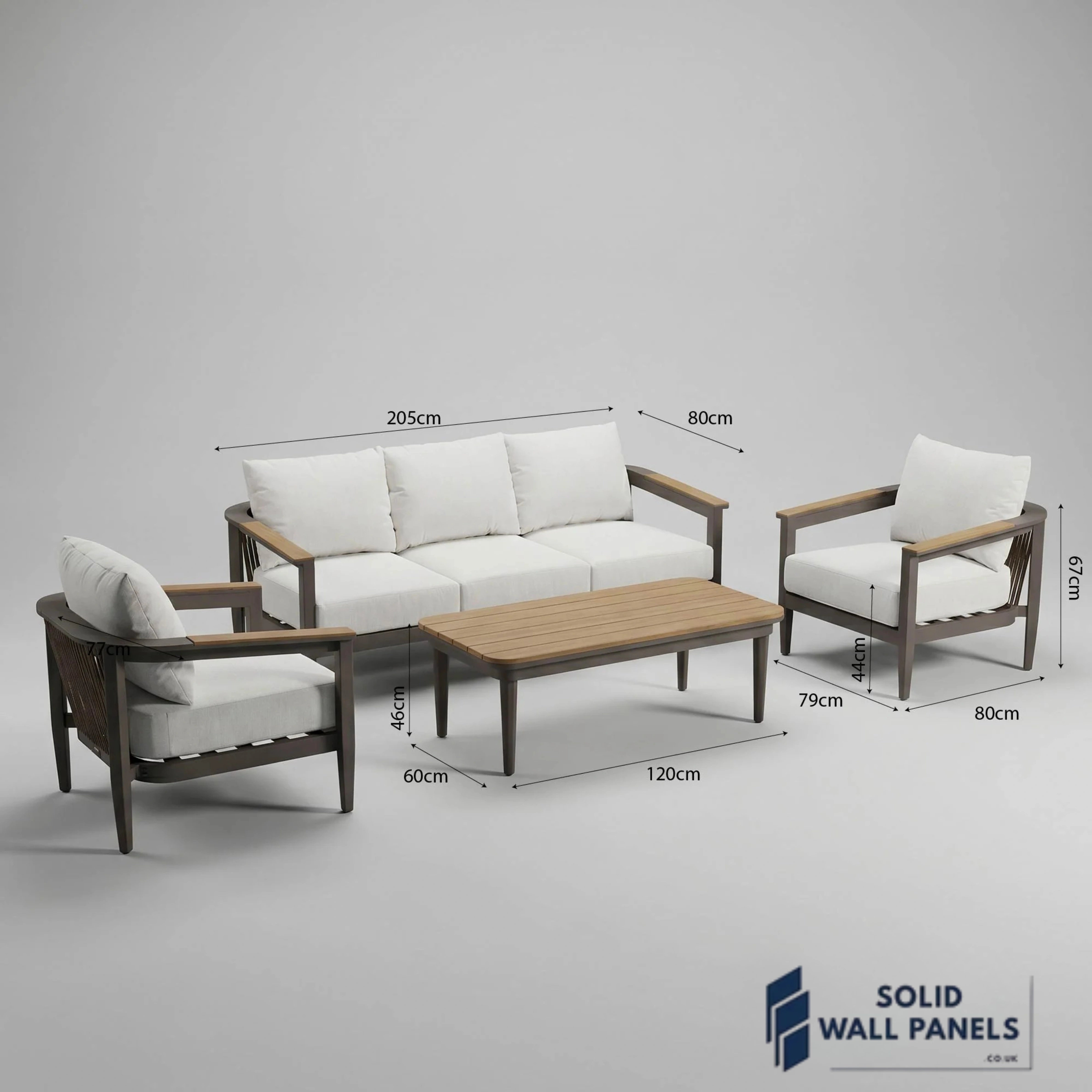 Hemera 5-Seater Lounge Set – Truffle Aluminium Garden Sofa Set with PS Wood Coffee Table