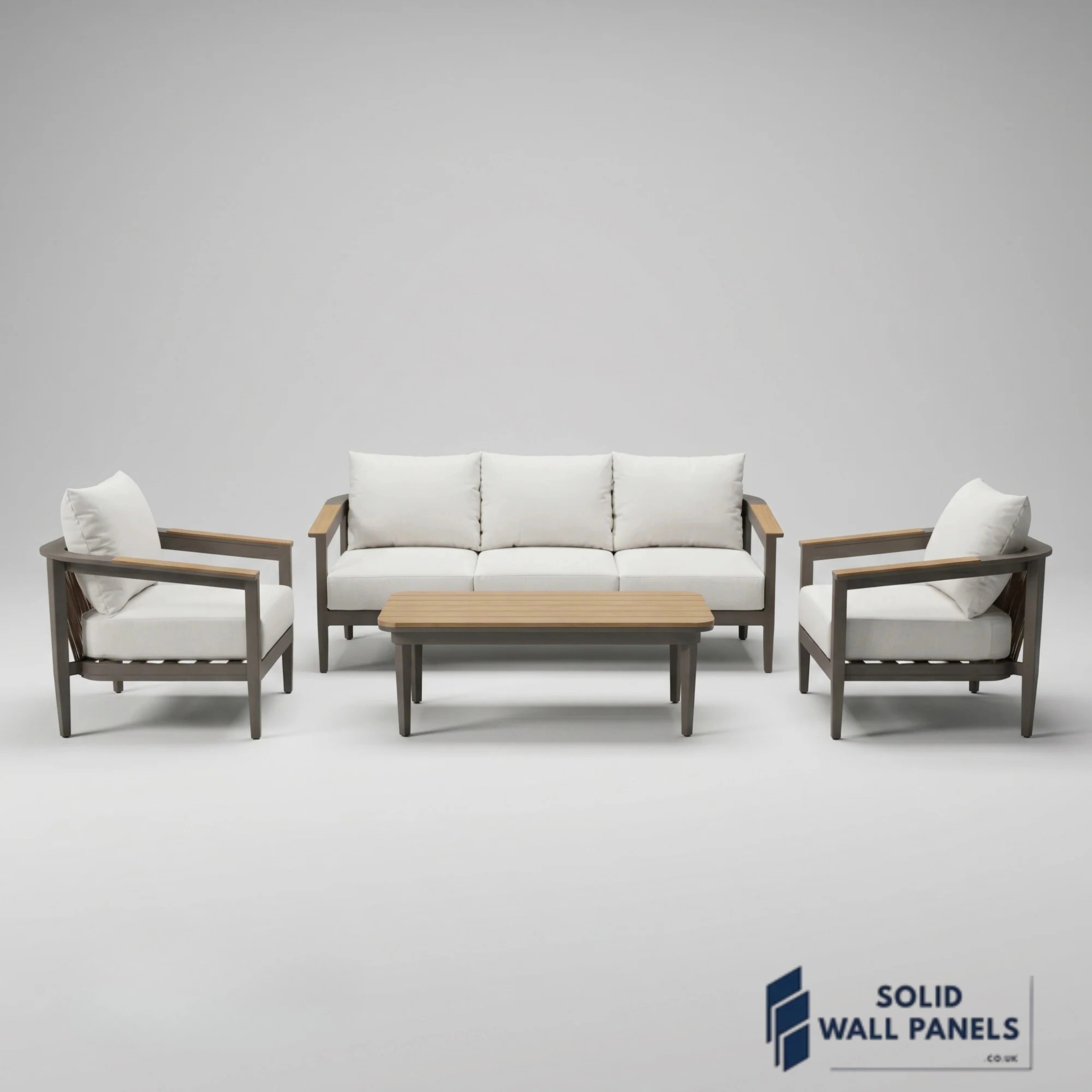 Hemera 5-Seater Lounge Set – Truffle Aluminium Garden Sofa Set with PS Wood Coffee Table