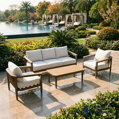 Hemera 5-Seater Lounge Set – Truffle Aluminium Garden Sofa Set with PS Wood Coffee Table