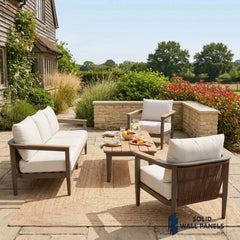 Hemera 5-Seater Lounge Set – Truffle Aluminium Garden Sofa Set with PS Wood Coffee Table