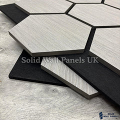 Hexagon Acoustic Wall Panels - Ash Grey (Set of 4) | Soundproof Wood Panels | Solid Wall Panels UK