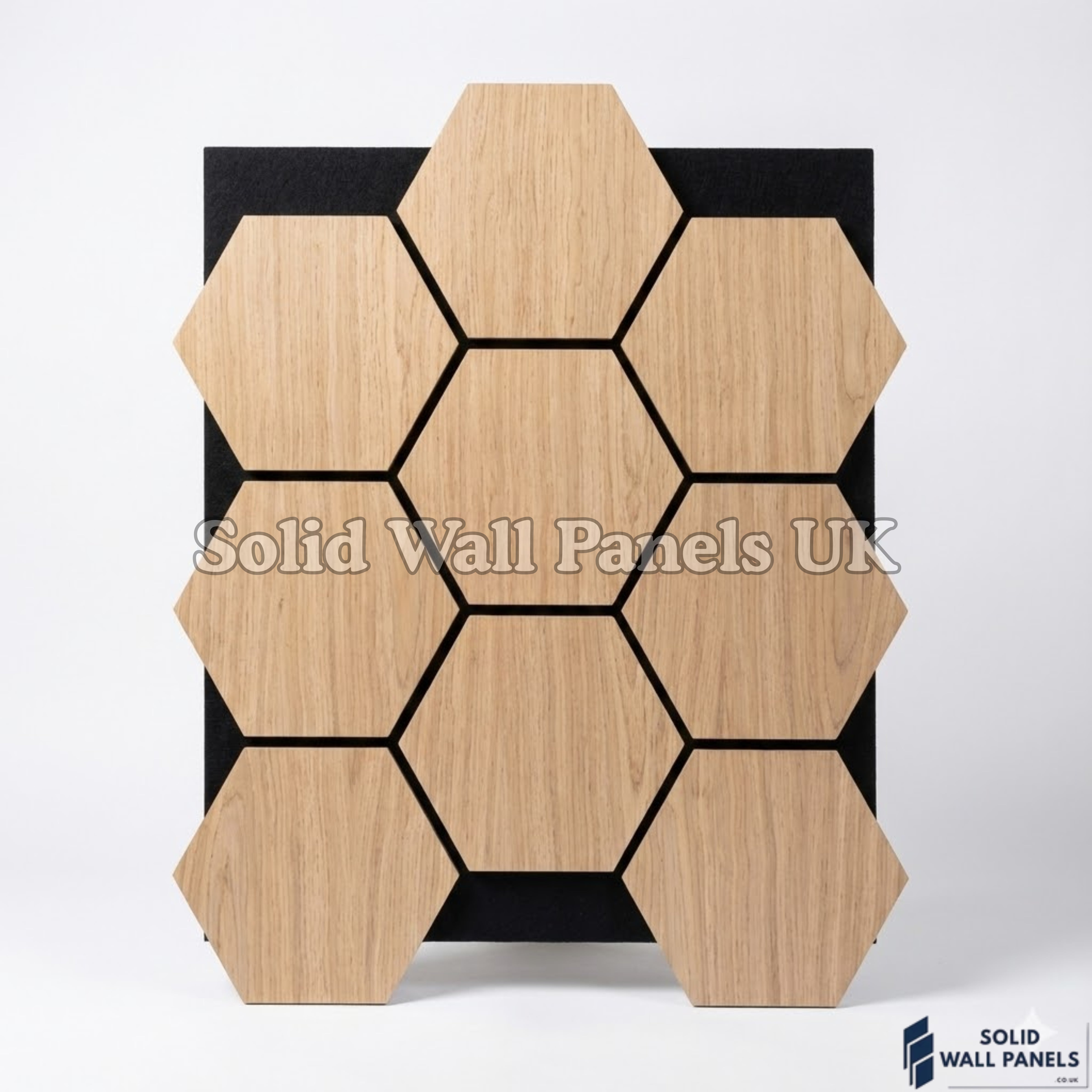 Hexagon Acoustic Wall Panels - Light Oak (Set of 4) | Soundproof Wood Panels | Solid Wall Panels UK