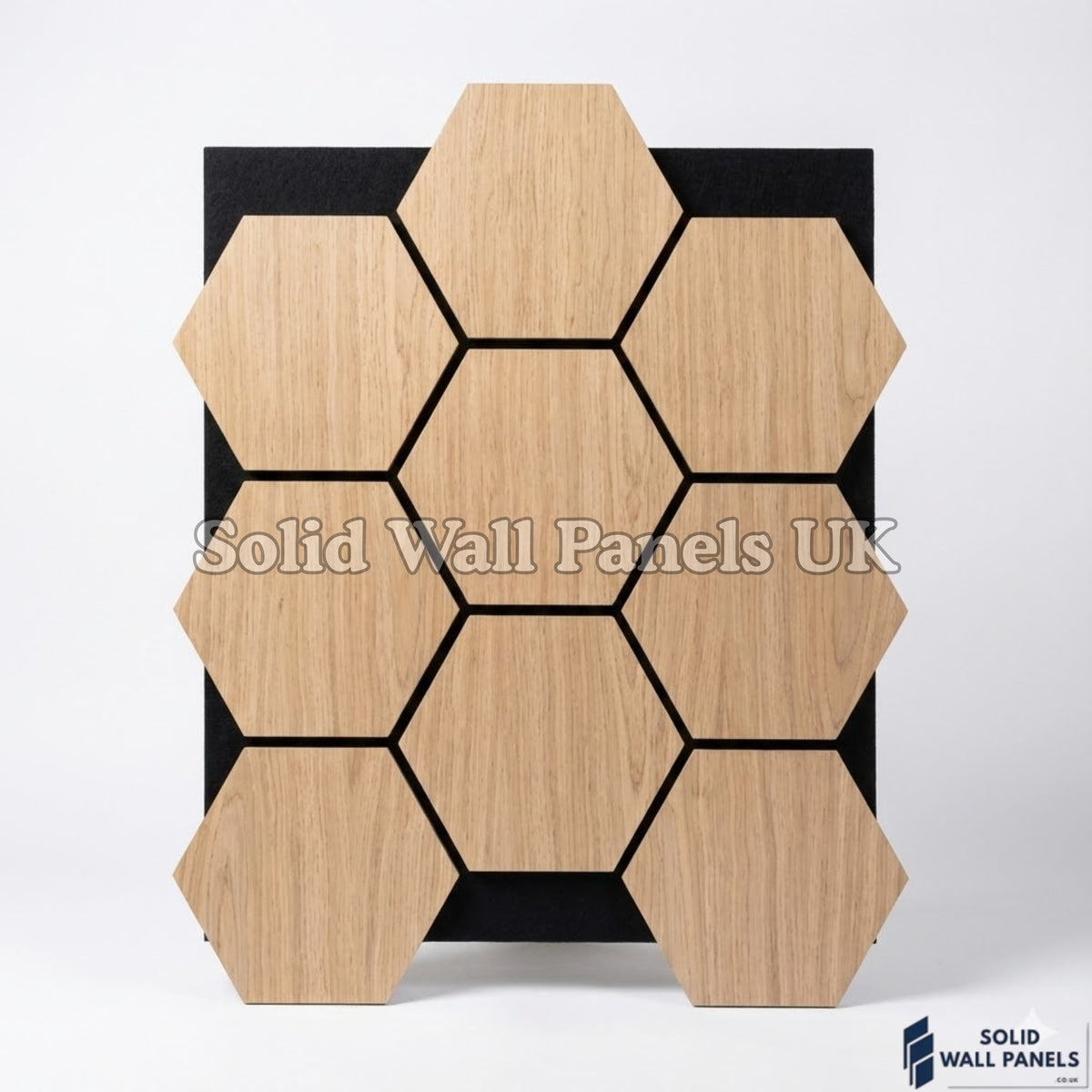 Hexagon Acoustic Wall Panels - Light Oak (Set of 4) | Soundproof Wood Panels | Solid Wall Panels UK