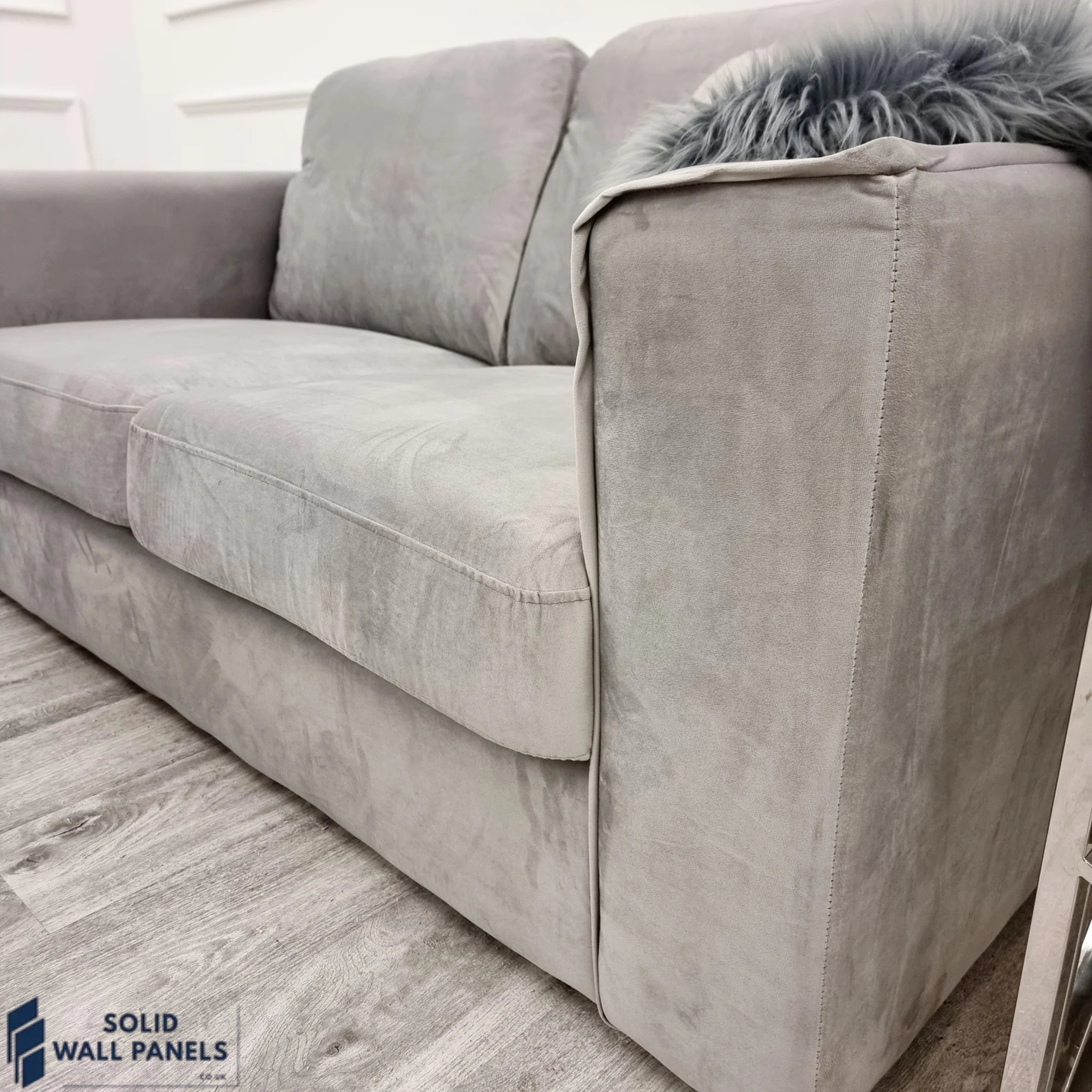 Hudson 3 + 2 Seater Sofa – Fixed Back Cushions | Modern Steel Grey & Ebony Black