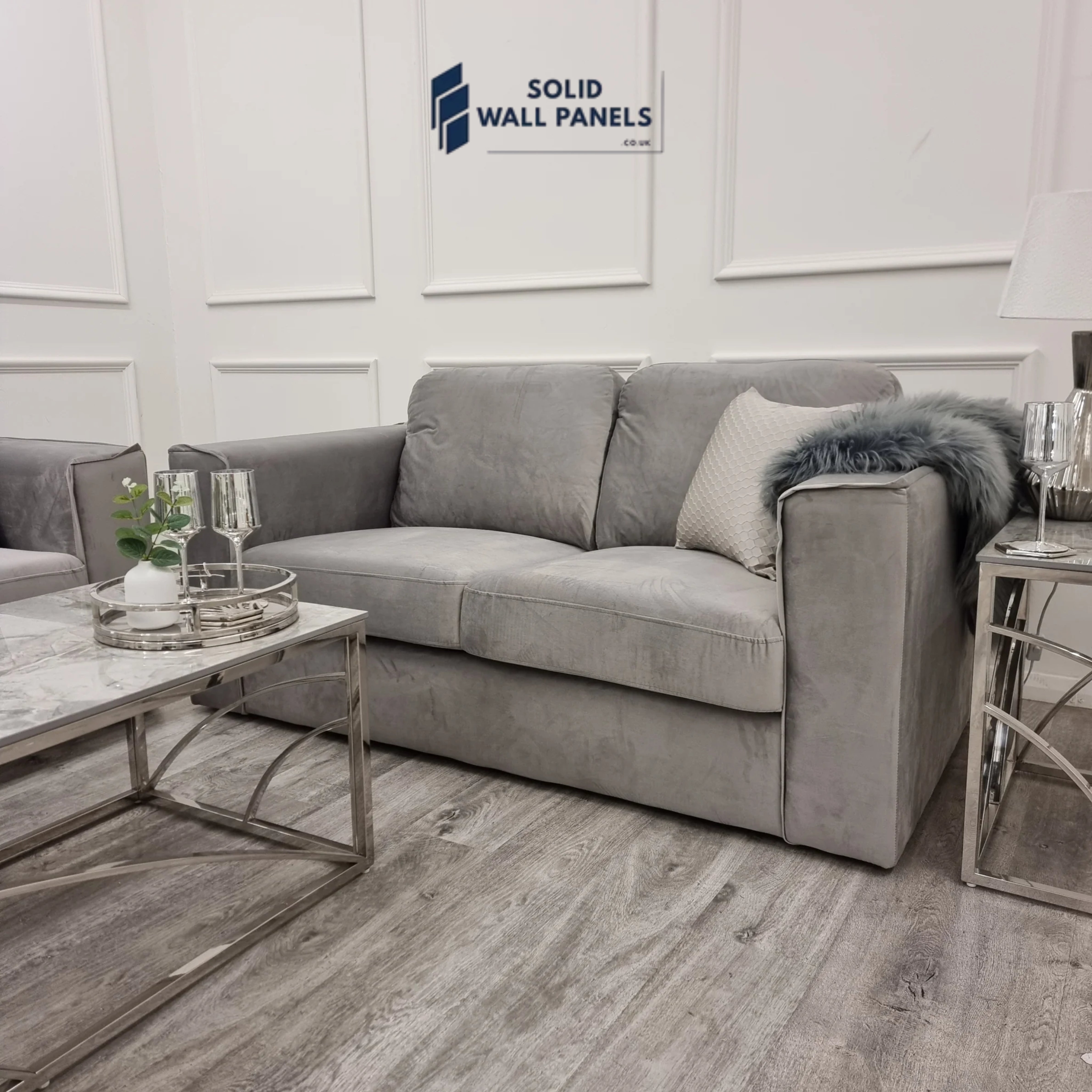 Hudson 3 + 2 Seater Sofa – Fixed Back Cushions | Modern Steel Grey & Ebony Black