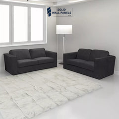 Hudson 3 + 2 Seater Sofa – Fixed Back Cushions | Modern Steel Grey & Ebony Black