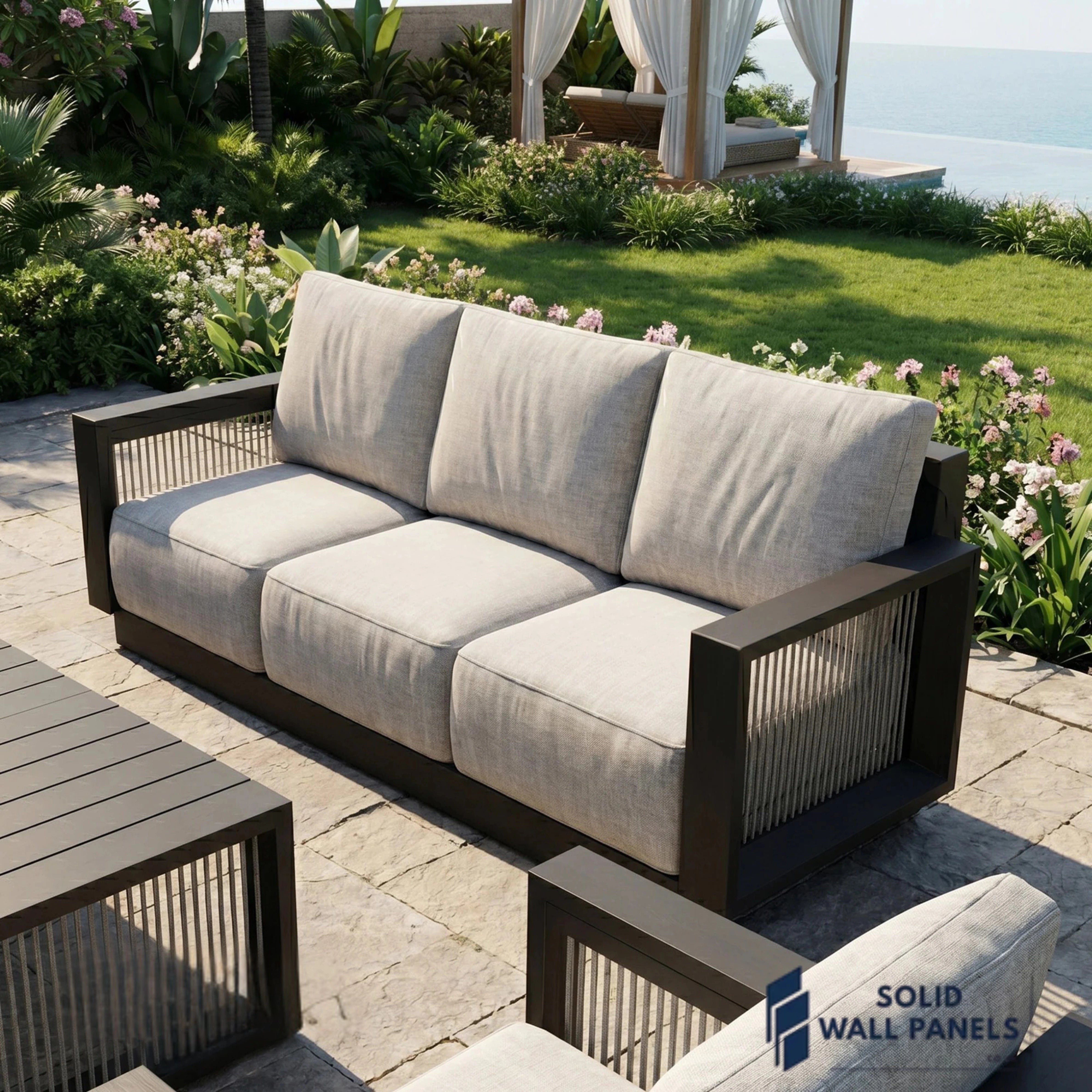 Ikos 5-Seater Lounge Set – Onyx Architectural Aluminium Garden Sofa Set with Table